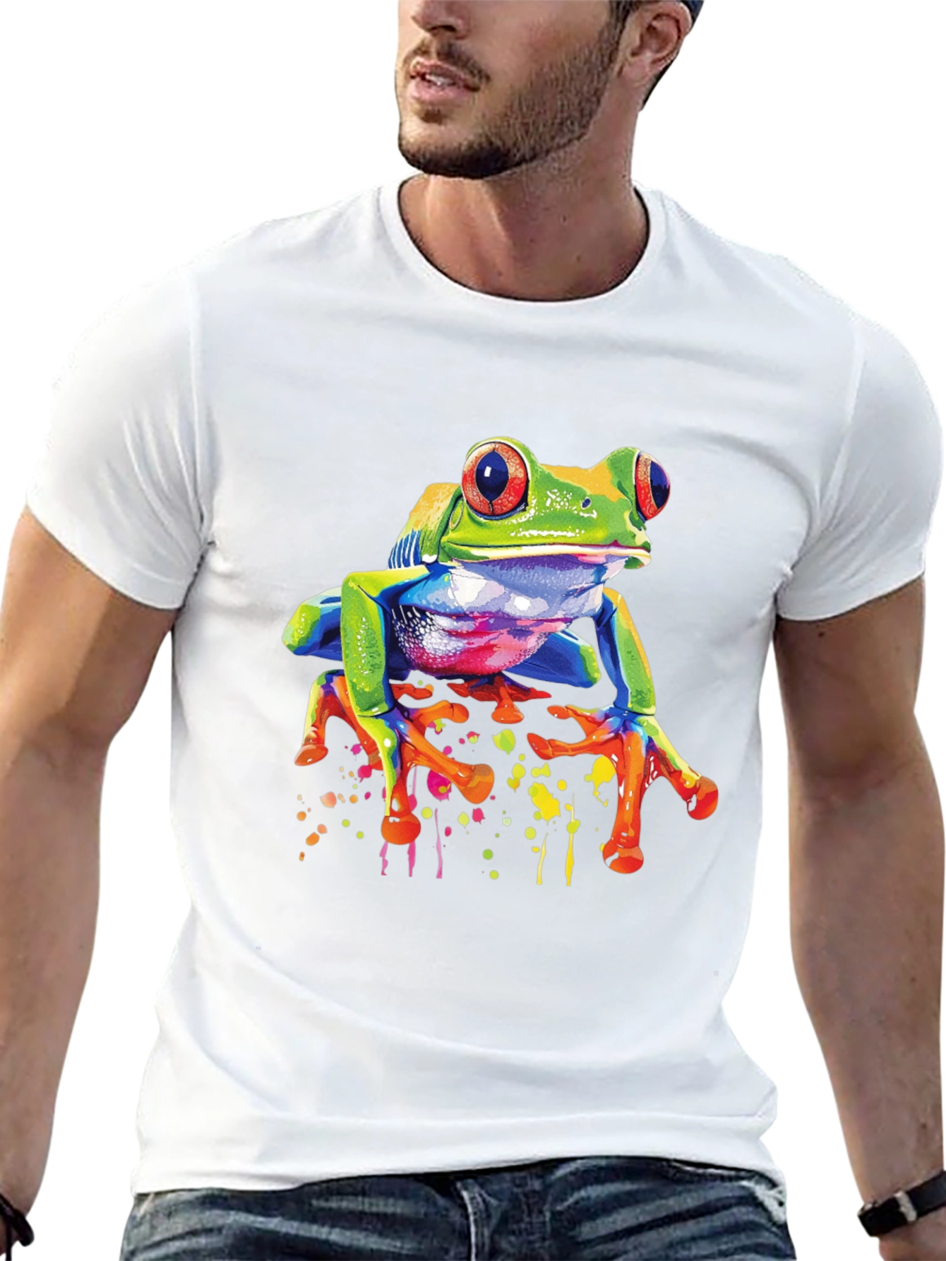 Funky Frog Graphic Tee - Vibrant Mens T-Shirt