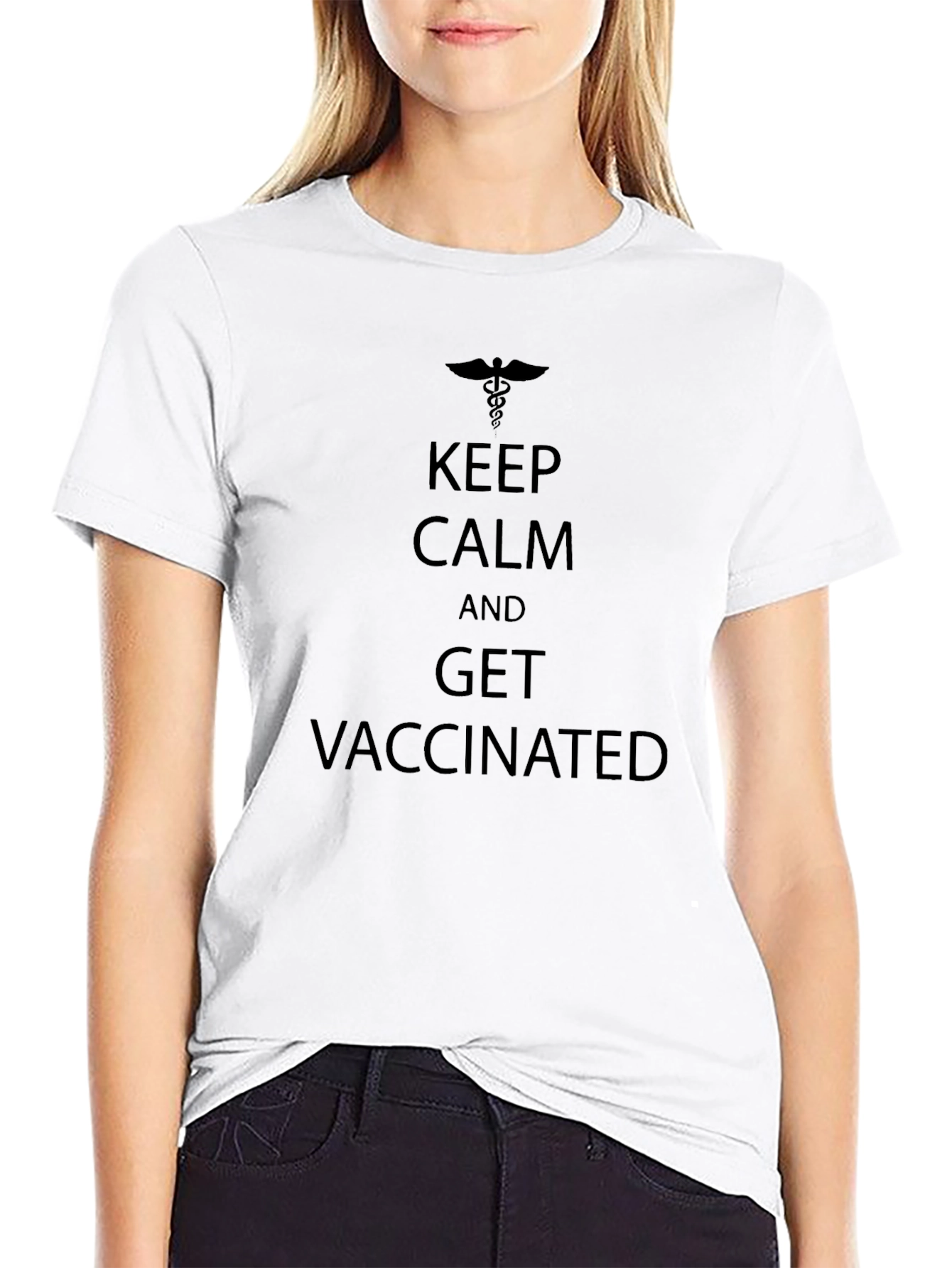 Keep Calm & Get Vaccinated Black T-Shirt
