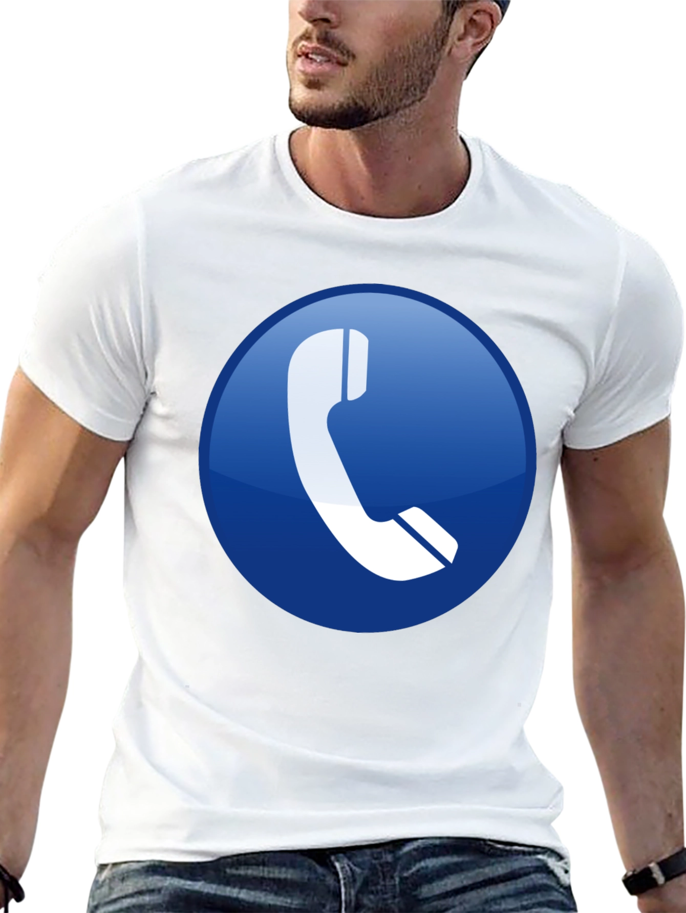 Tech T-Shirt: Blue Phone Icon Graphic Tee