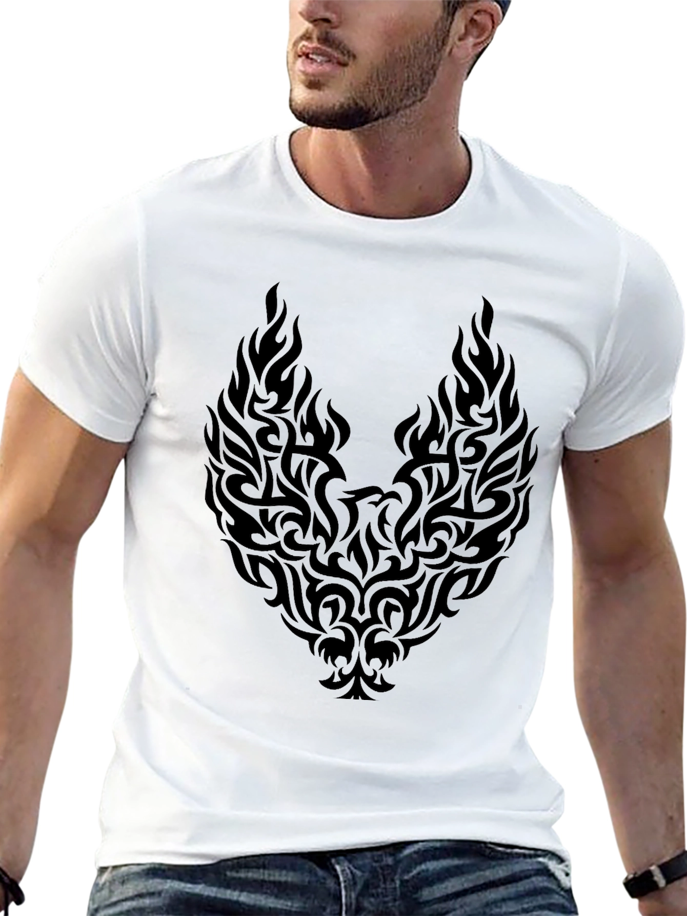 Mens Black Phoenix Graphic Tee