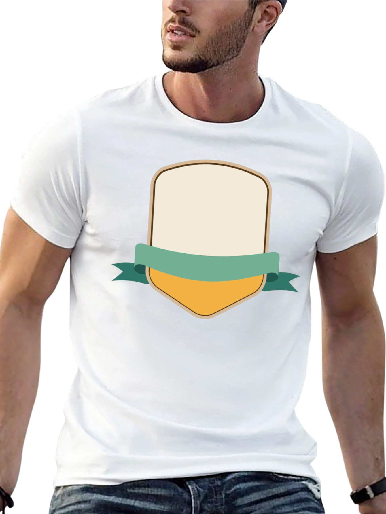 Mens Black T-Shirt with Customizable Shield Design