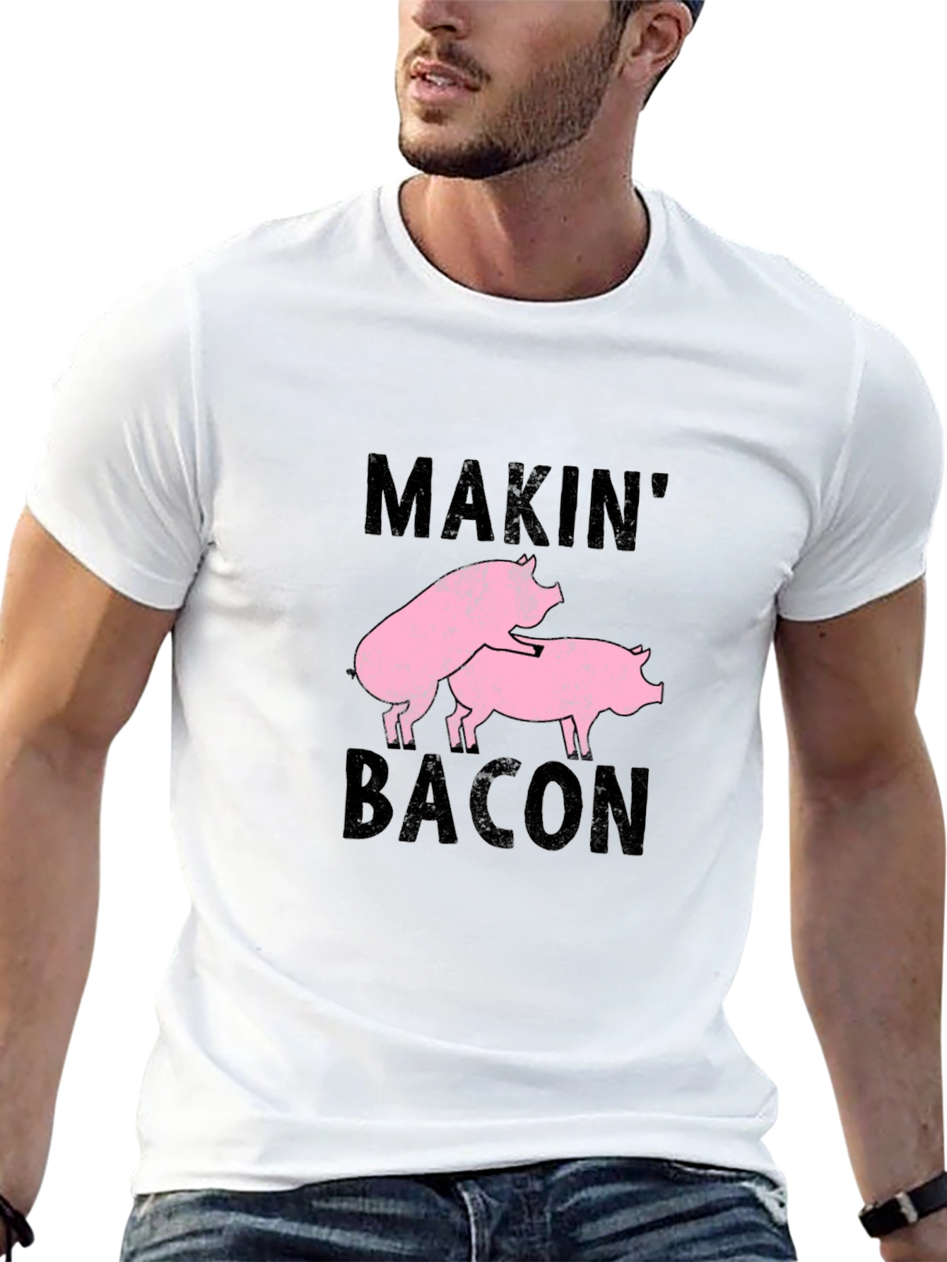 Makin Bacon Graphic Tee - Black Cotton Casual T-Shirt