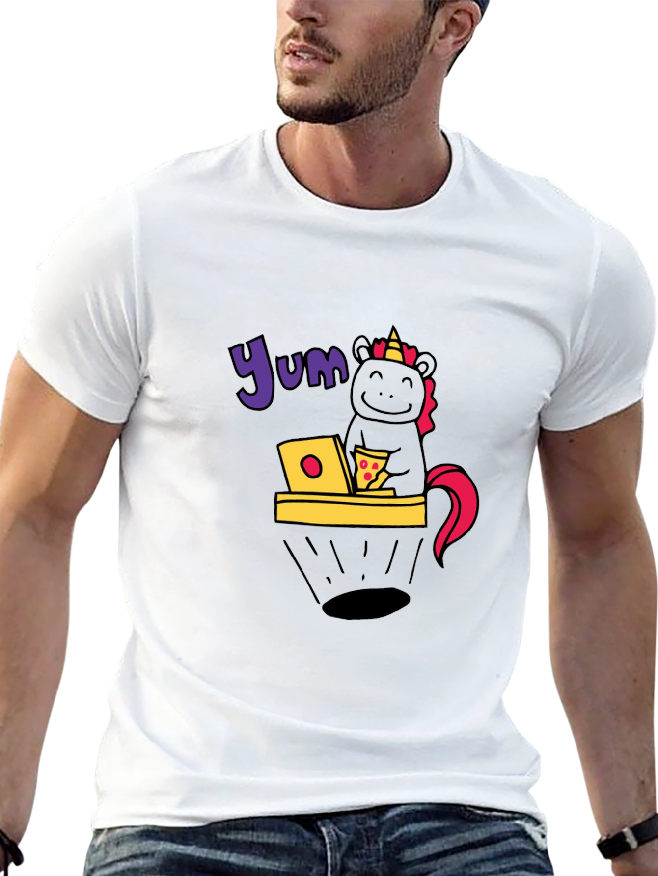 Unicorn Pizza Lover Black T-Shirt