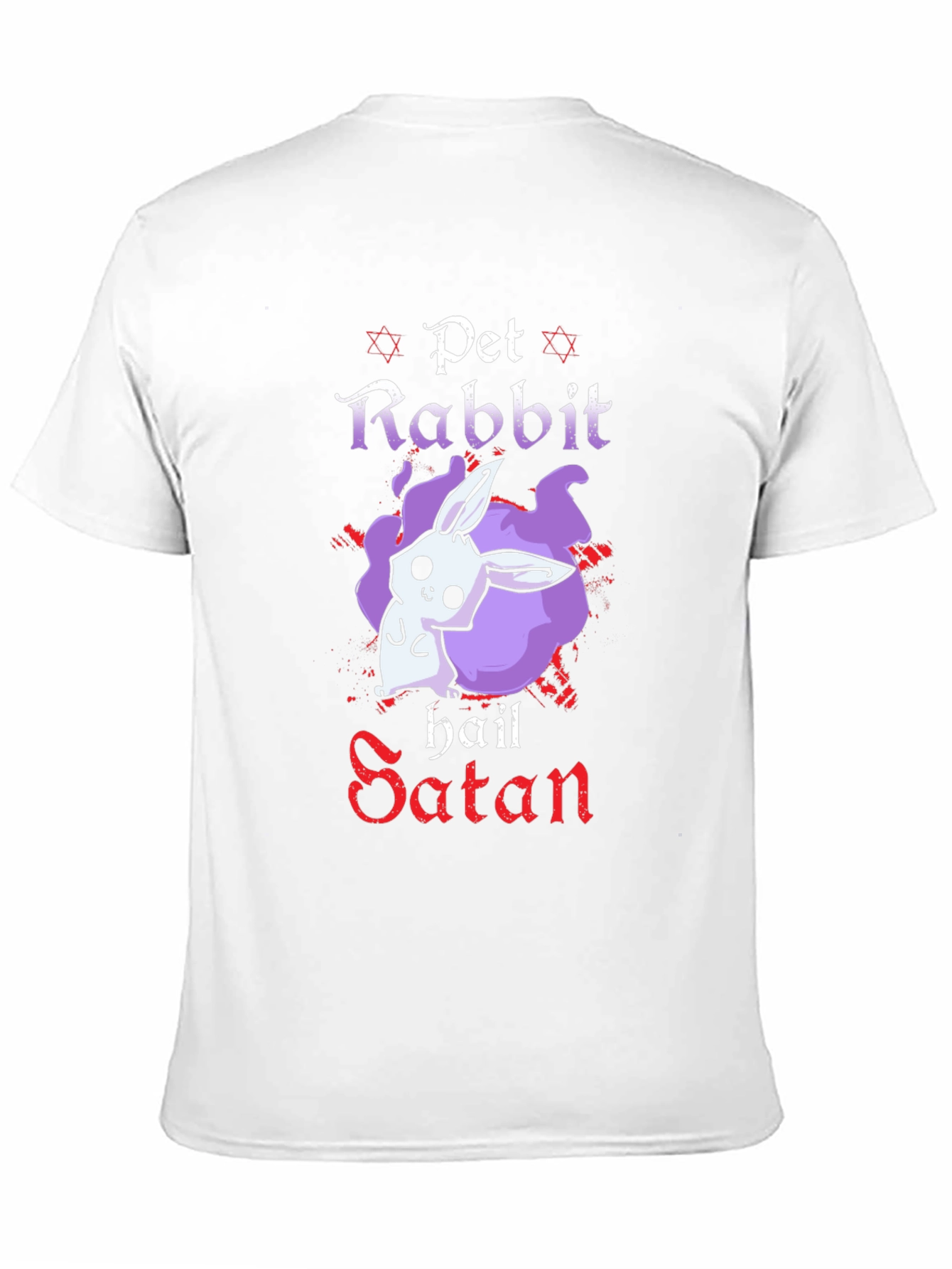 Pet Rabbit Hail Satan Black T-Shirt