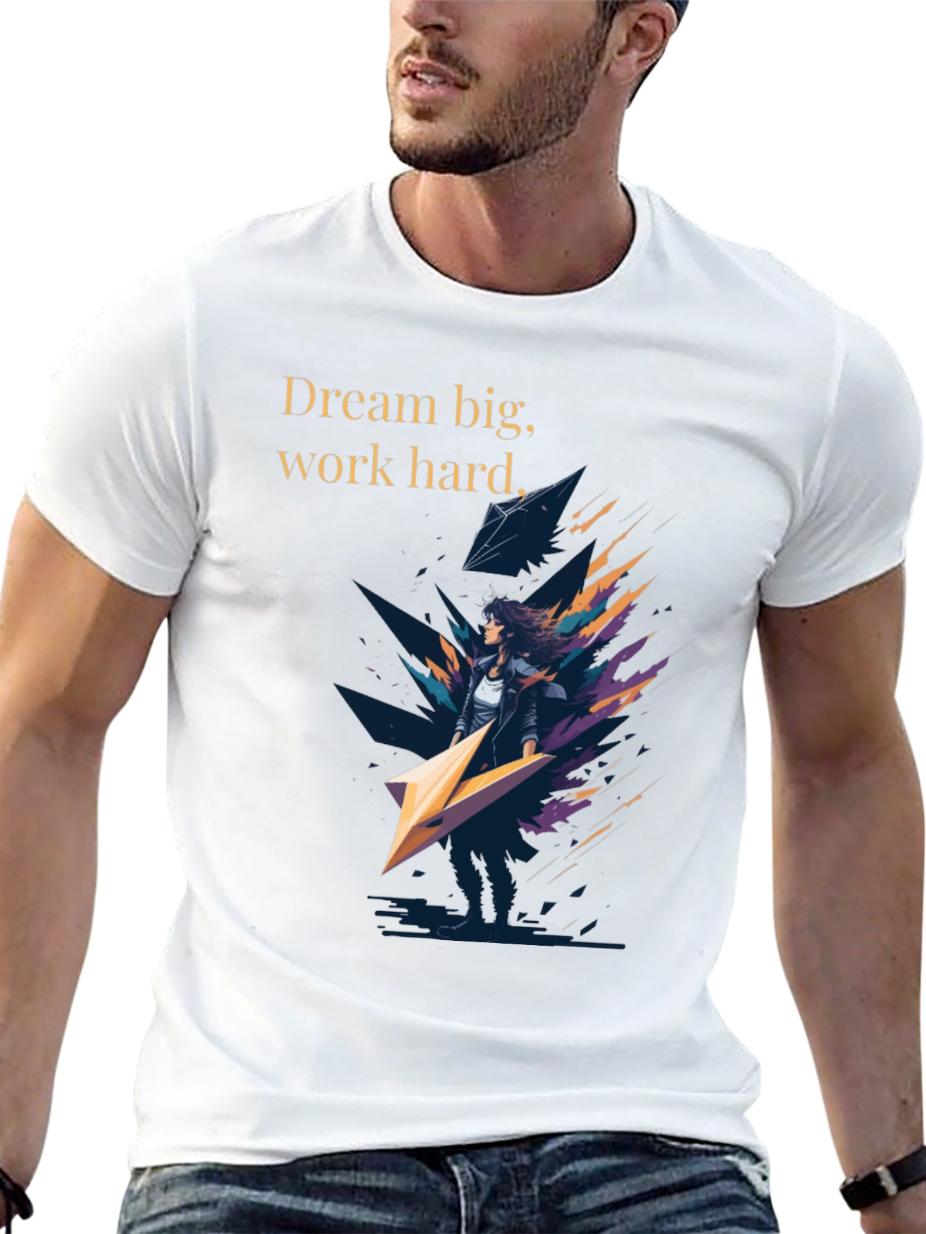 Dream Big Graphic Tee - Black Cotton T-Shirt