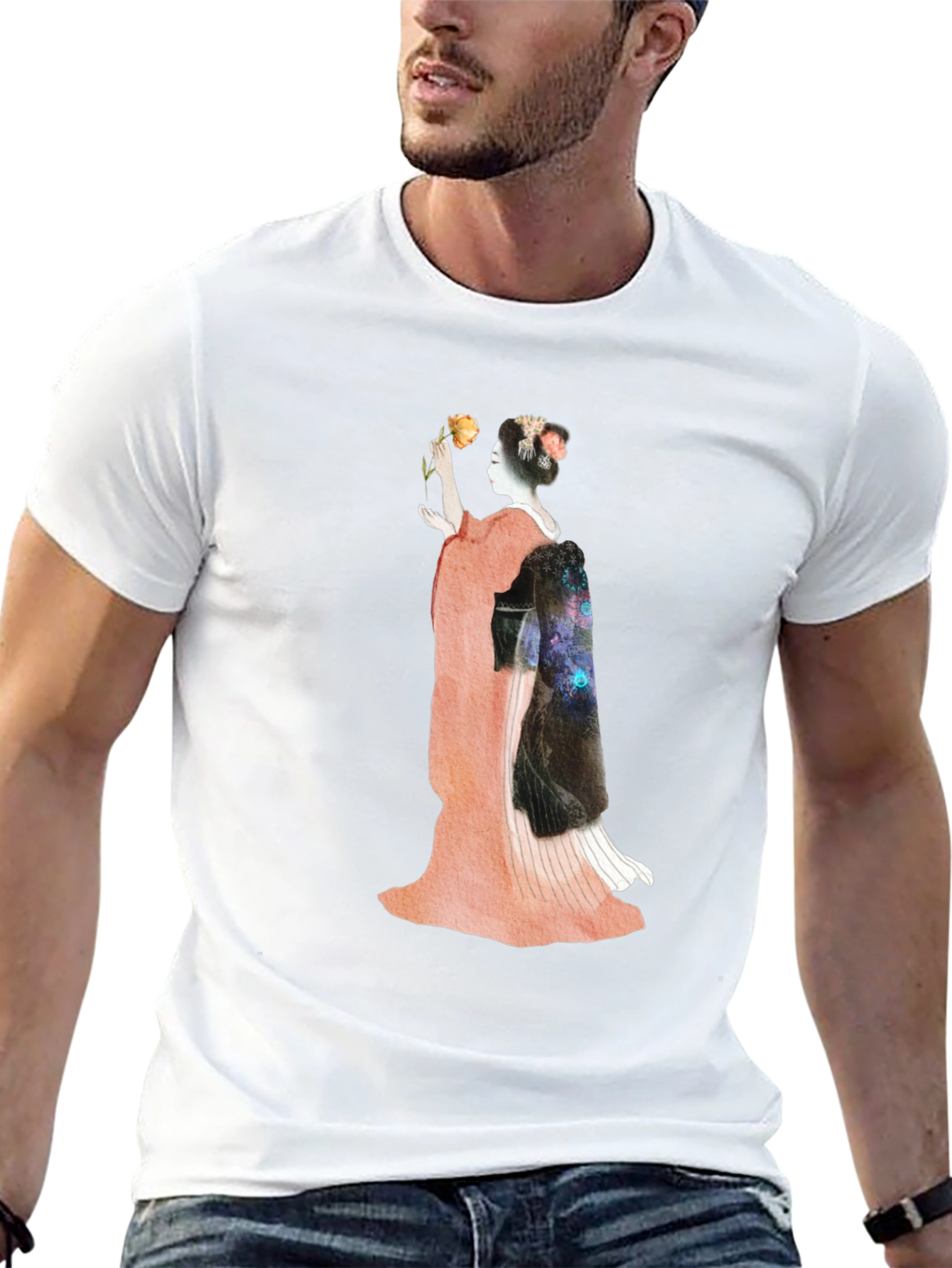 Geisha Graphic Print Black T-Shirt