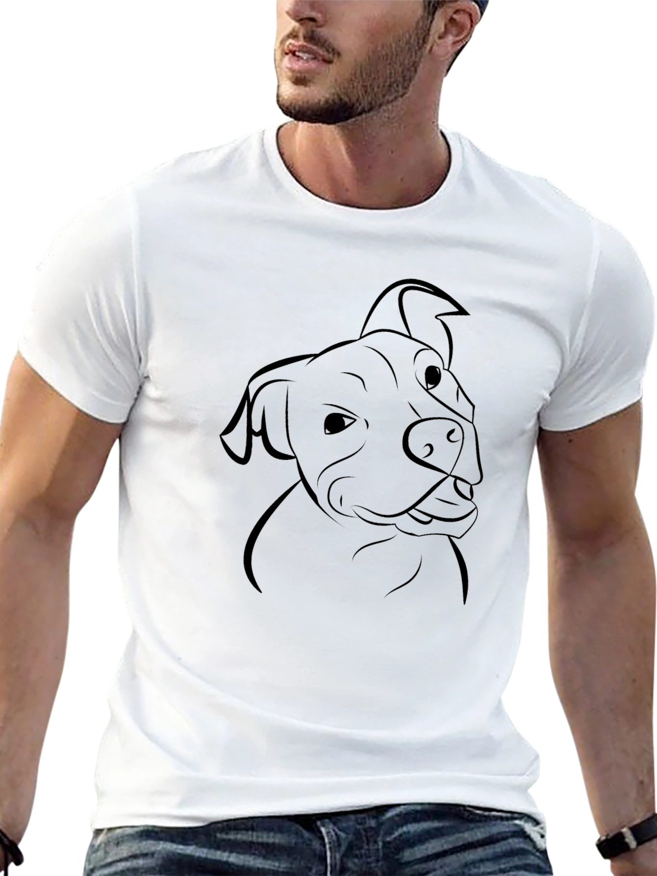 Pitbull Dog Graphic T-Shirt - Black Cotton Tee