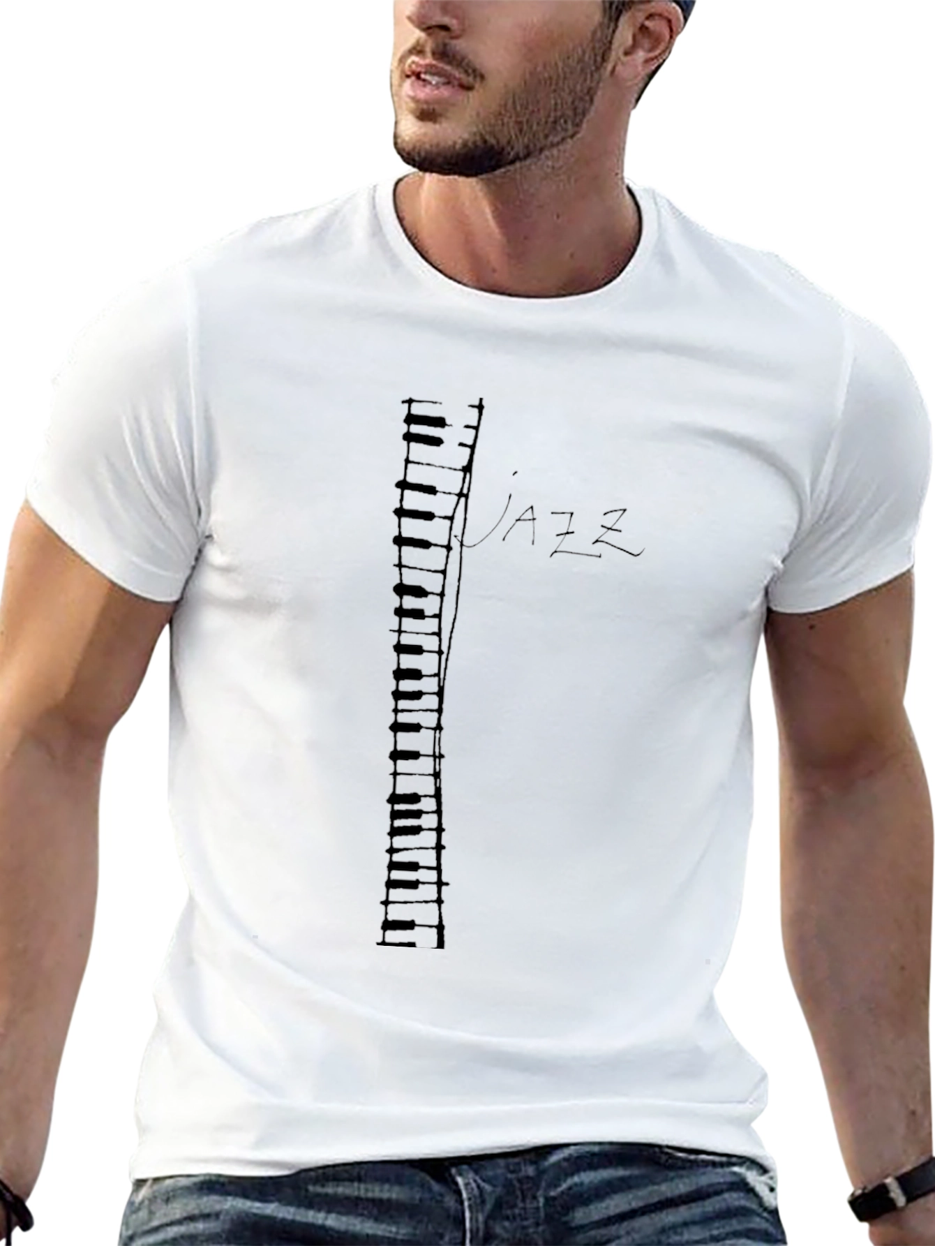 Jazz Piano Keys Graphic Black T-Shirt