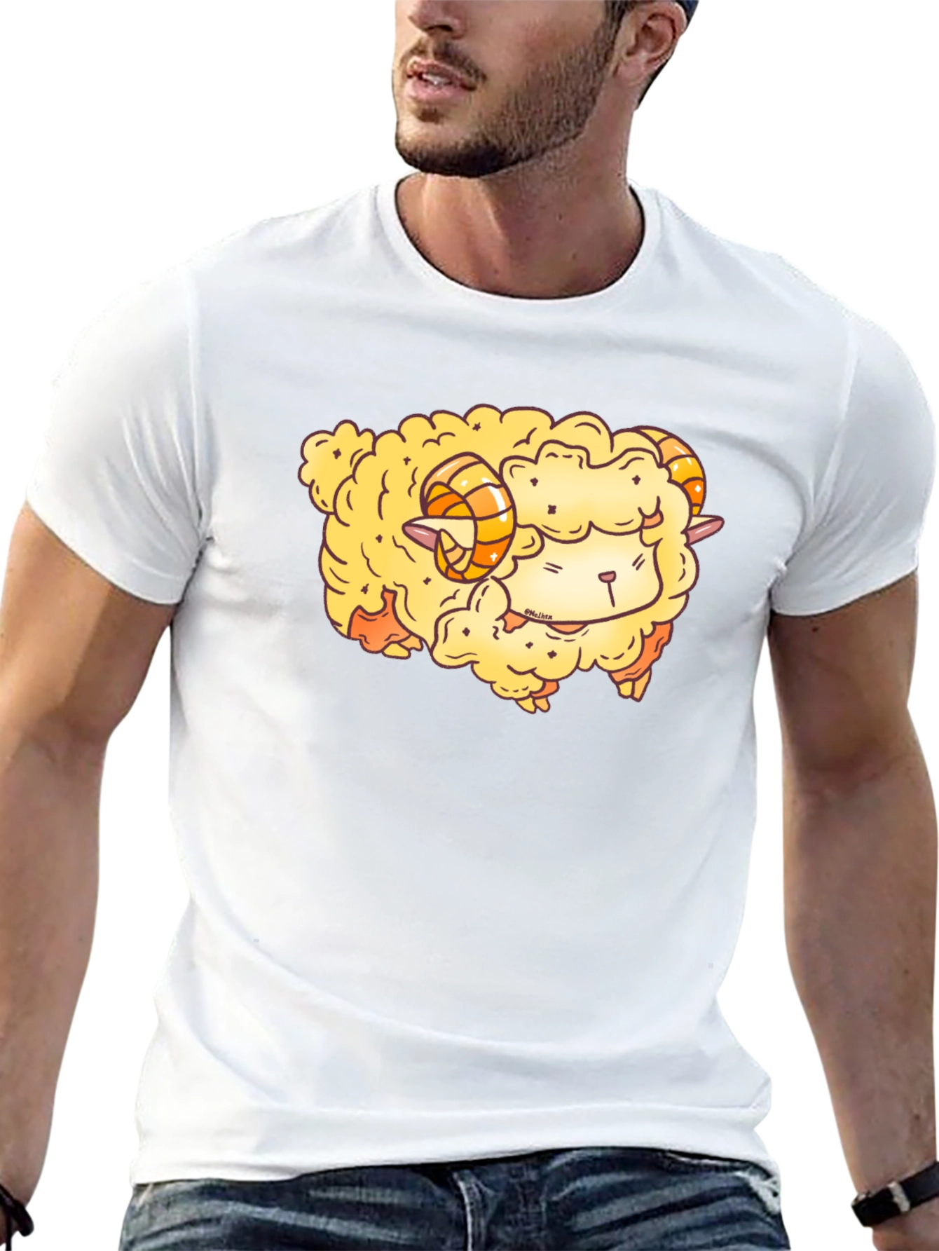 Cute Cartoon Sheep Graphic T-Shirt