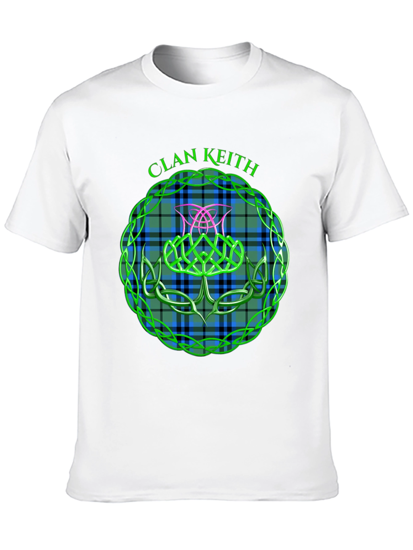 Clan Keith Tartan T-Shirt - Celtic Knot Design