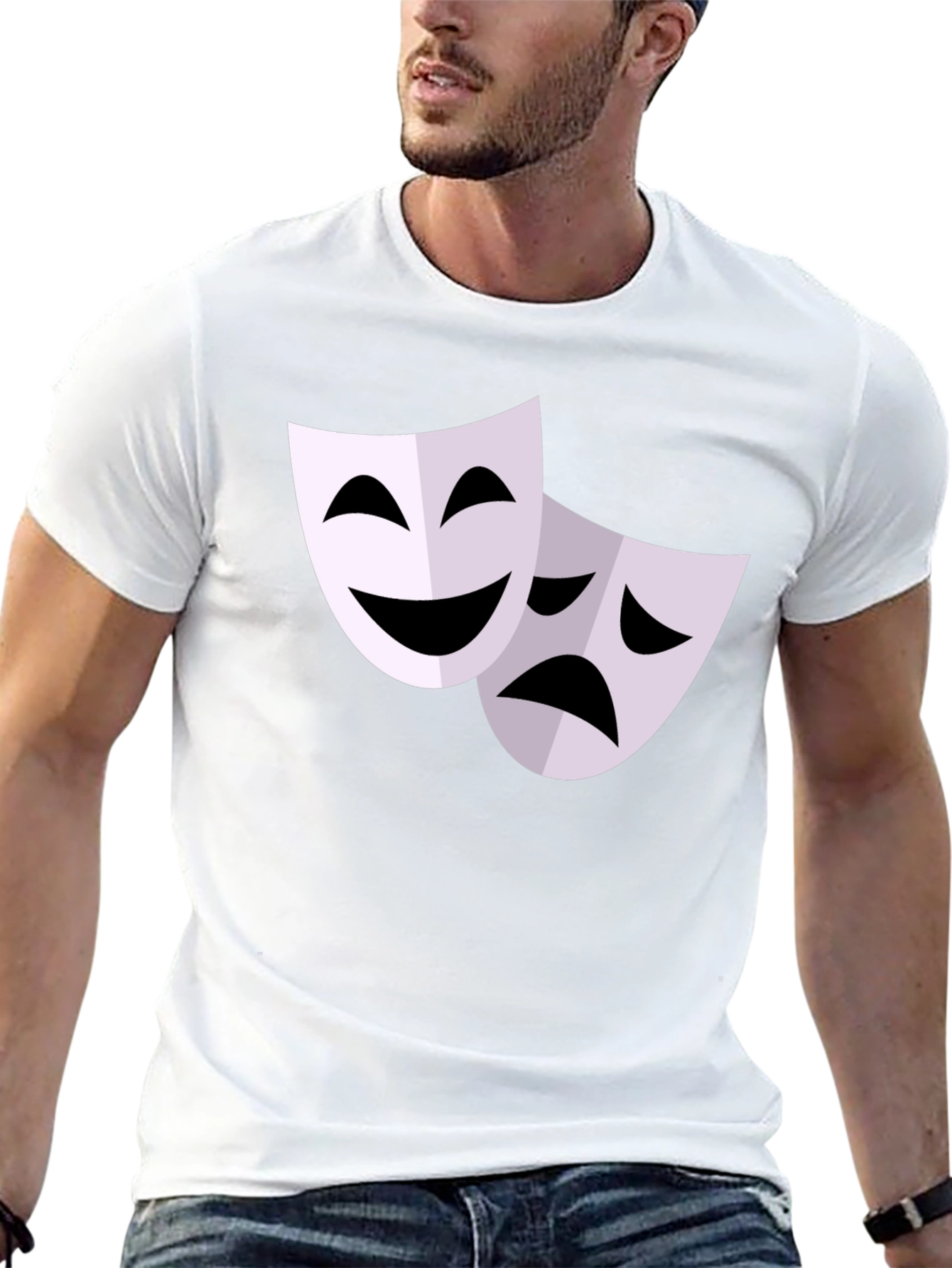 Comedy Tragedy Mask Graphic T-Shirt - Black