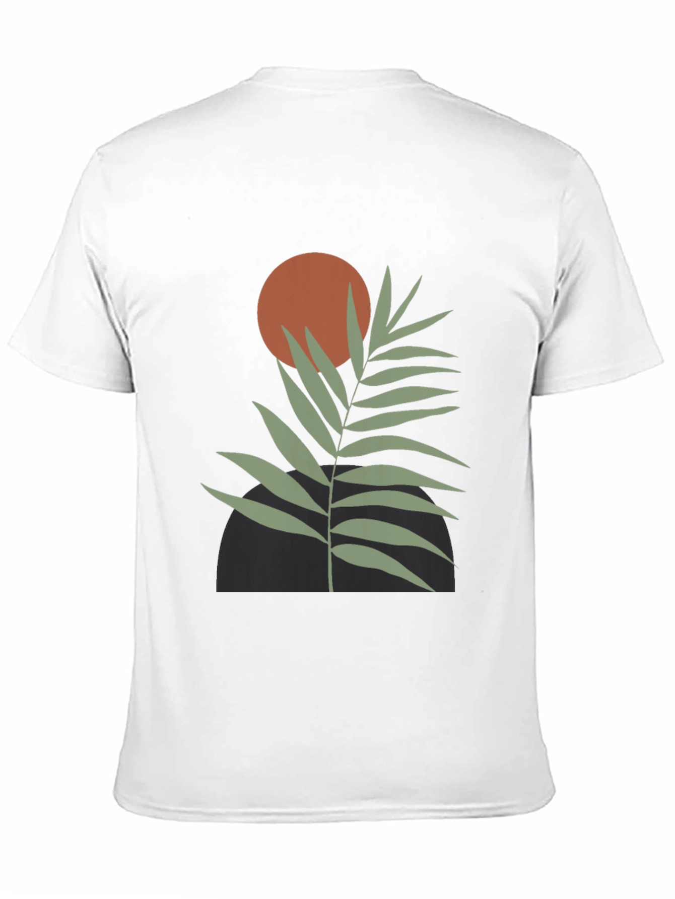 Minimalist Leaf Design Black T-Shirt