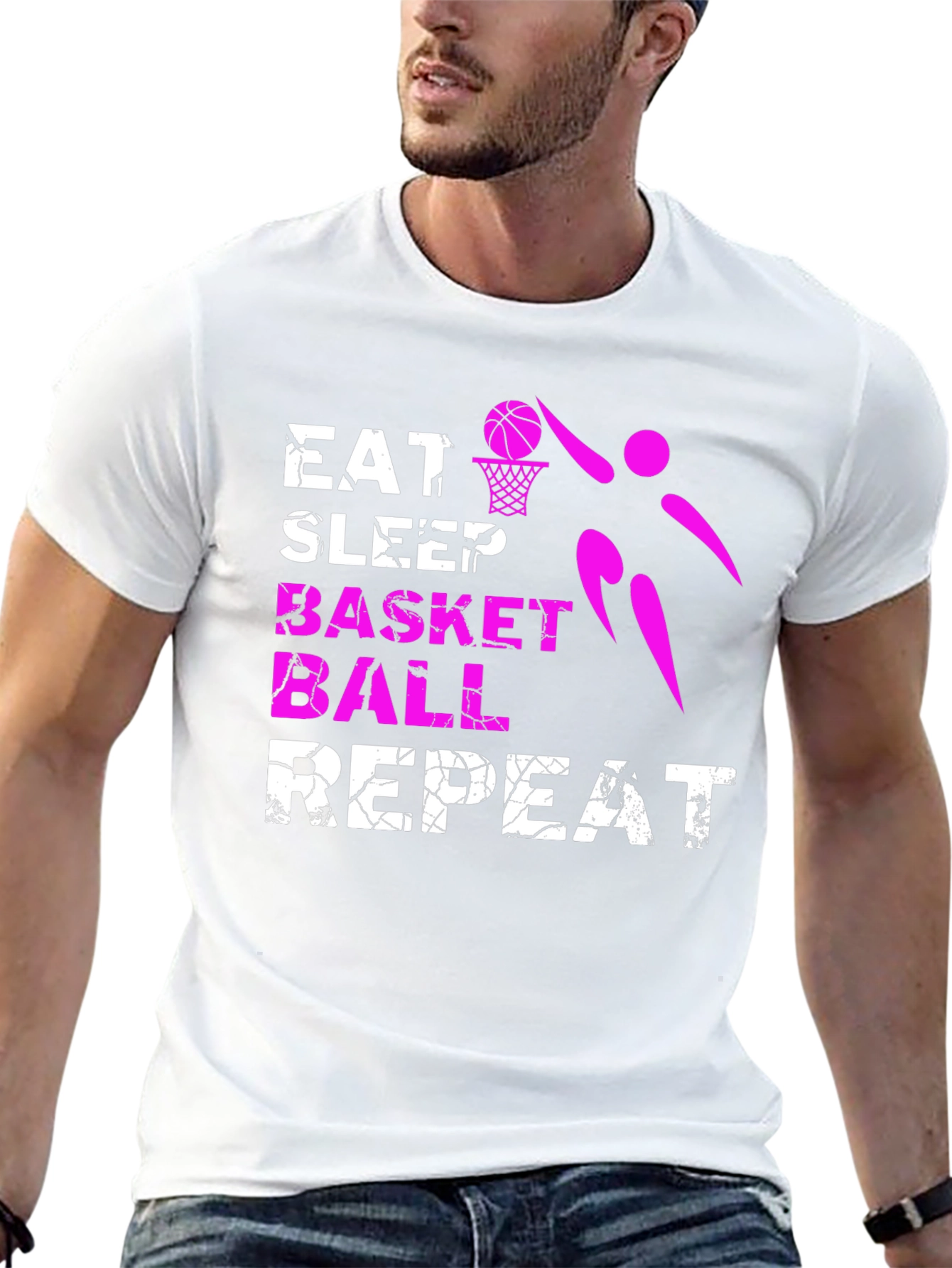 Eat Sleep Basketball Repeat Graphic T-Shirt
