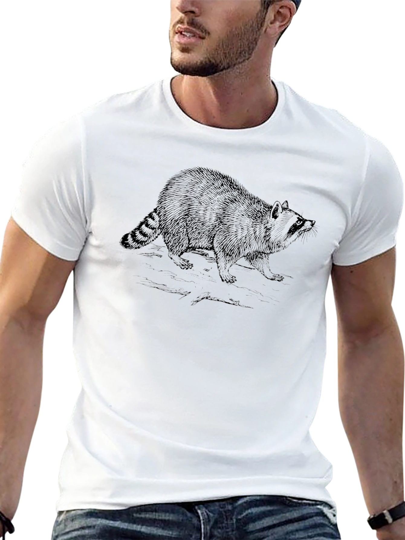Raccoon Graphic Black T-Shirt - Stylish Casual Wear