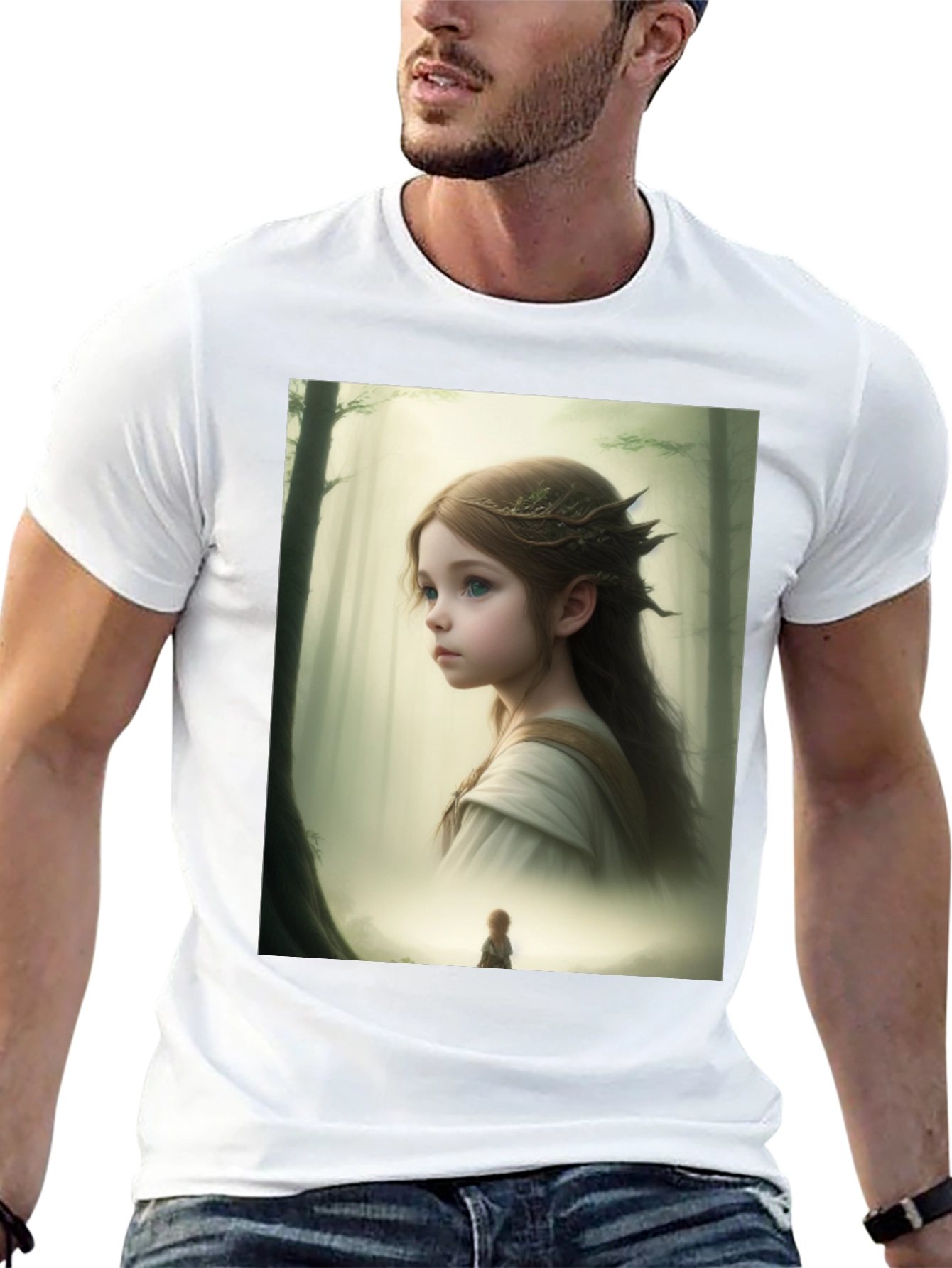 Fantasy Forest Girl T-Shirt - Artistic Graphic Tee