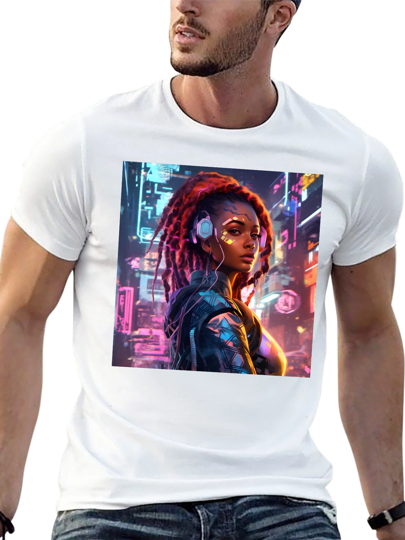 Cyberpunk Girl T-Shirt - Futuristic Fashion