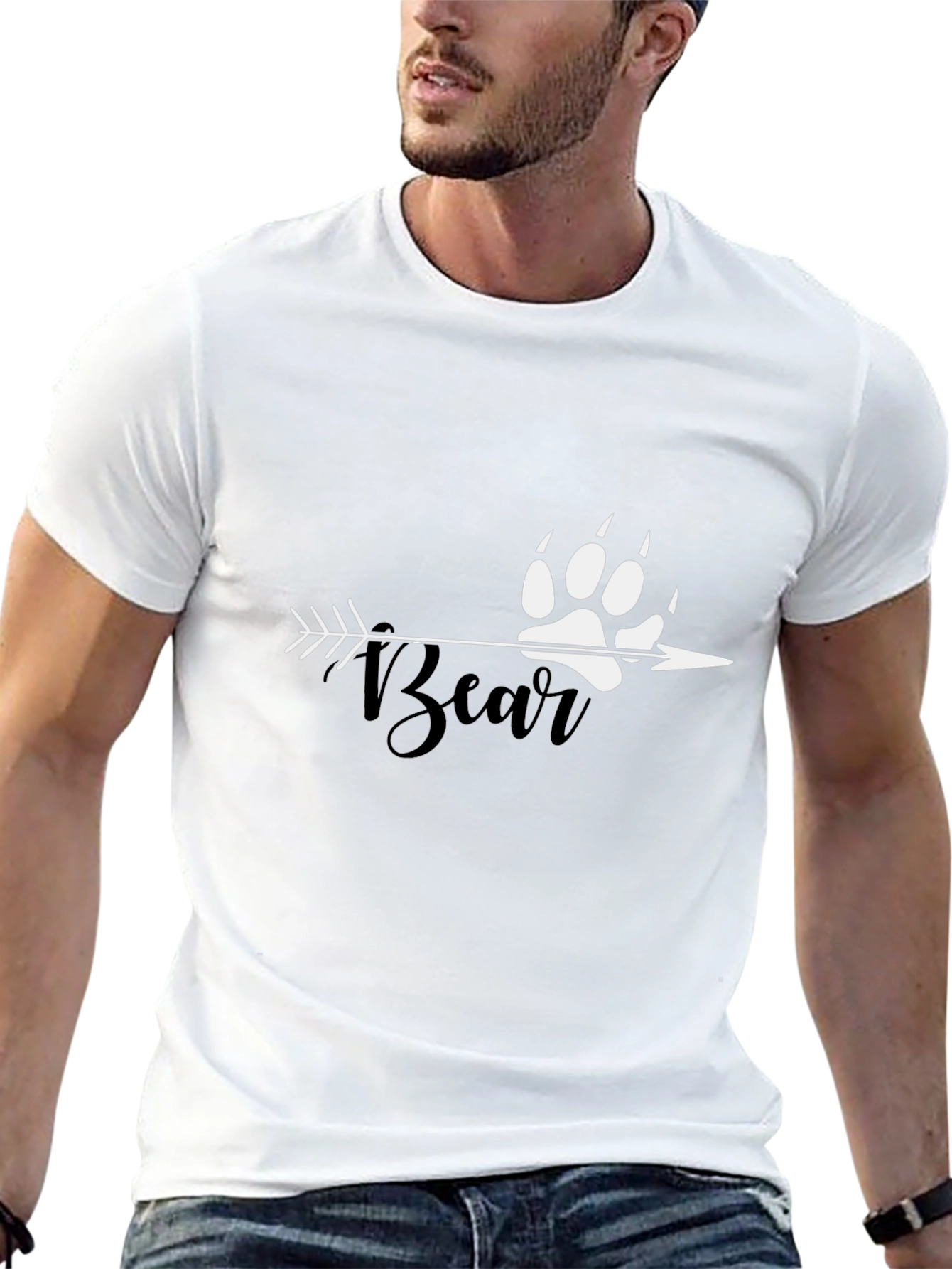 Bear Paw Arrow Graphic Tee - Black Cotton T-Shirt