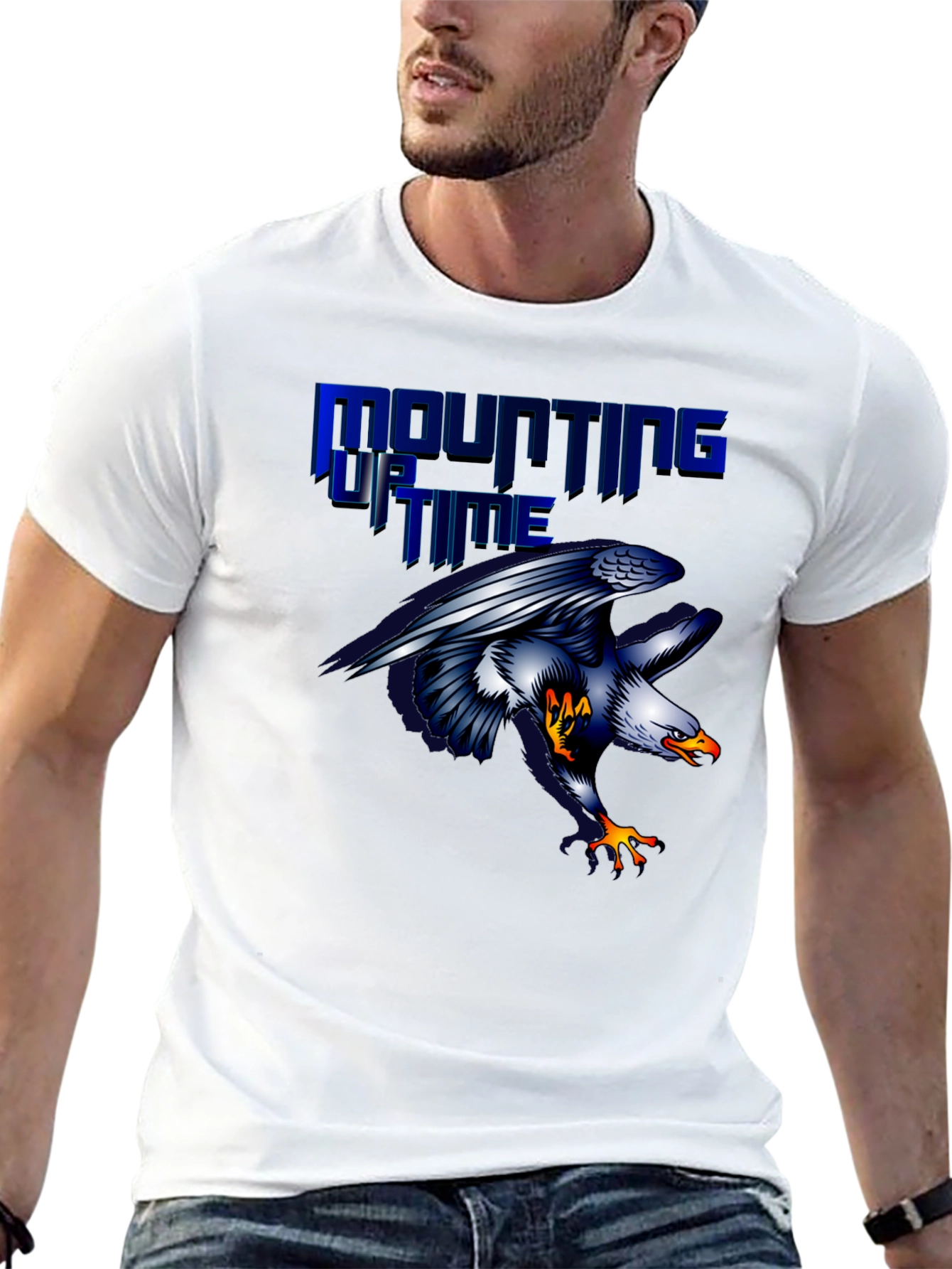 Mounting Up Time Eagle Graphic Black T-Shirt