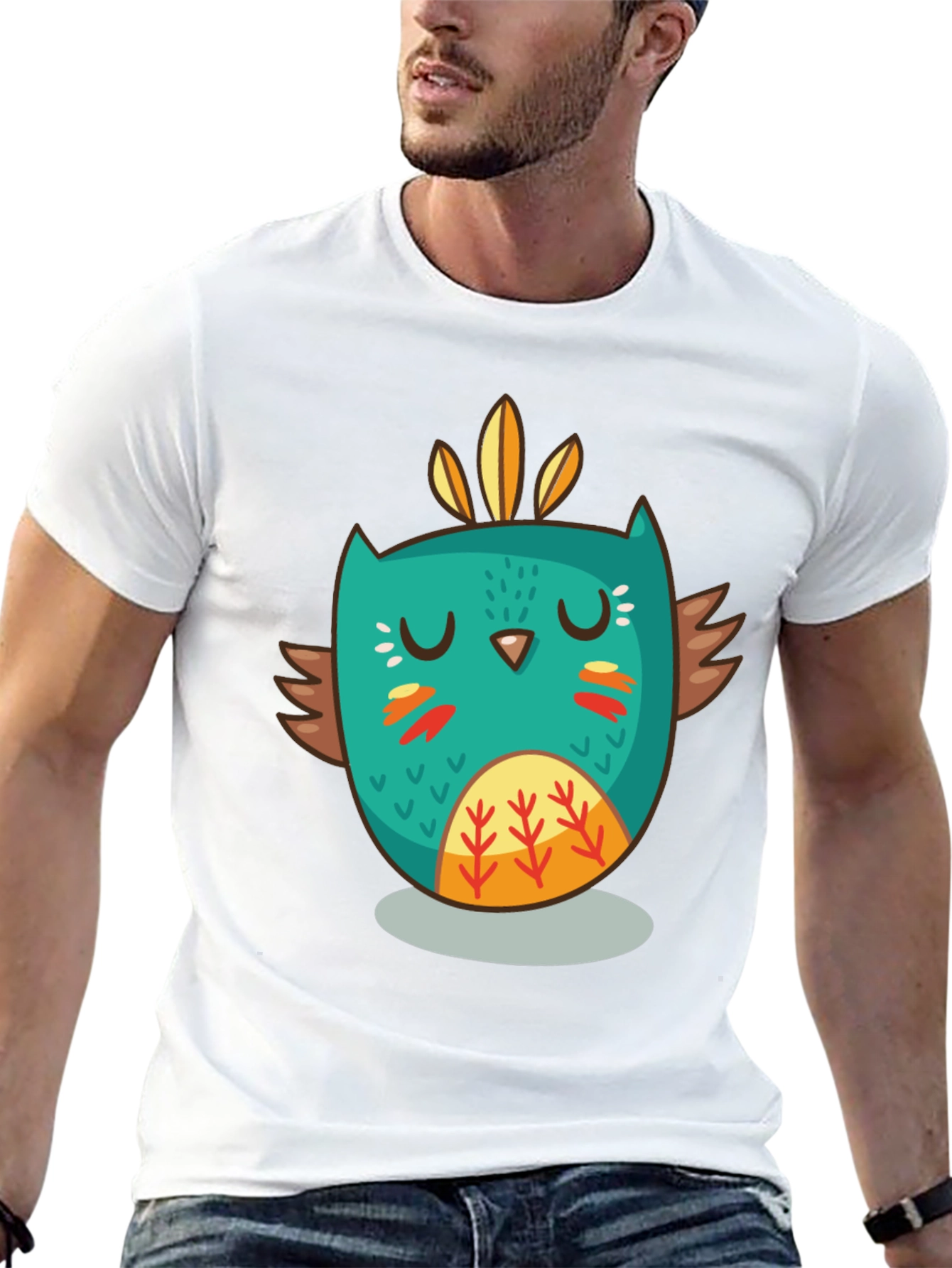 Funky Owl Graphic Tee - Black Cotton Comfort