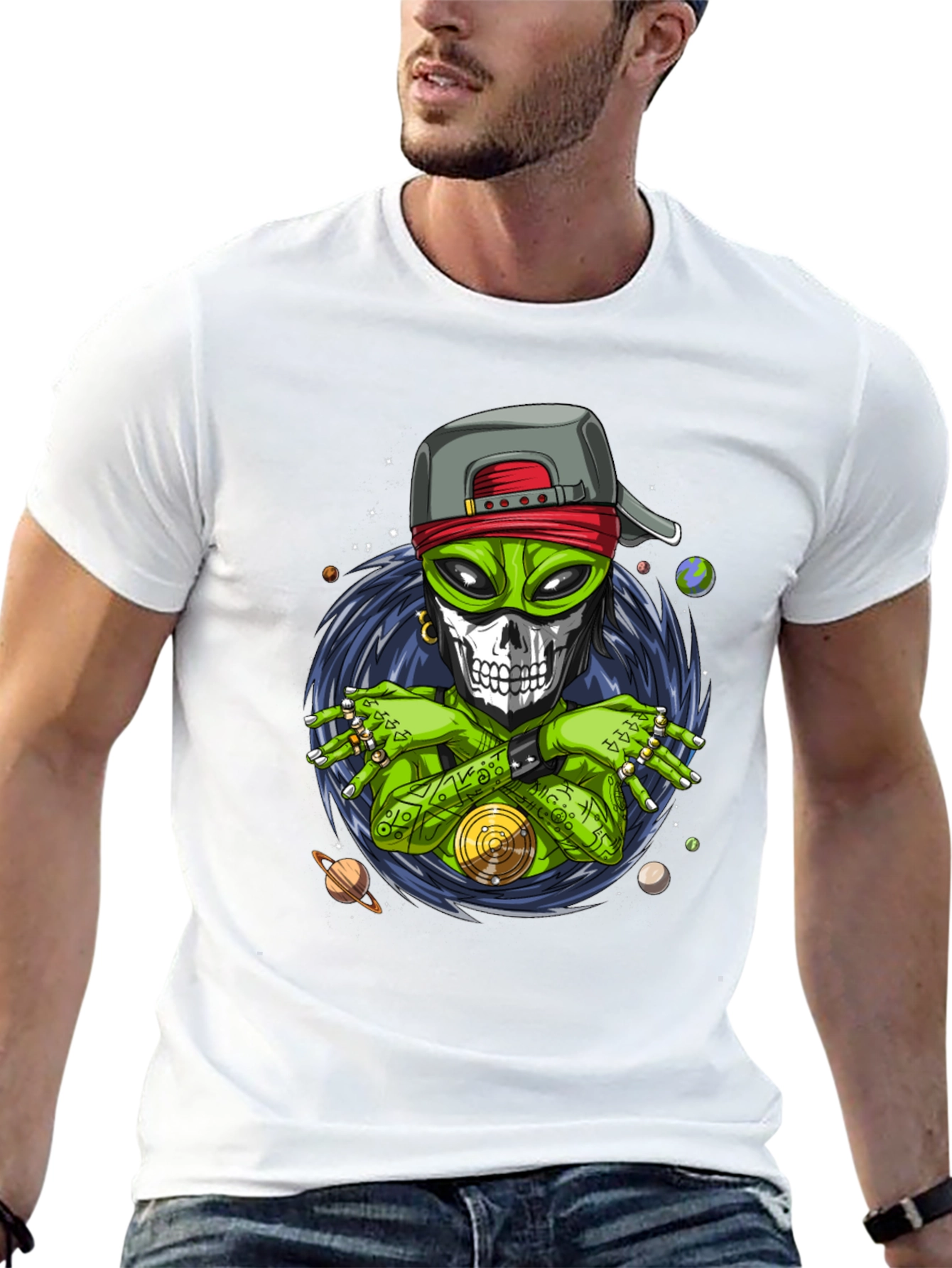 Alien DJ Graphic Tee - Space Rave Style