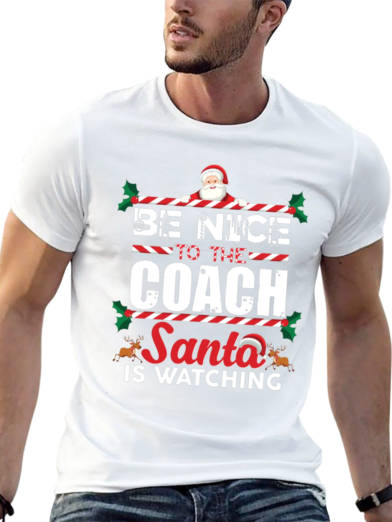 Be Nice to The Coach - Santa Watching T-Shirt