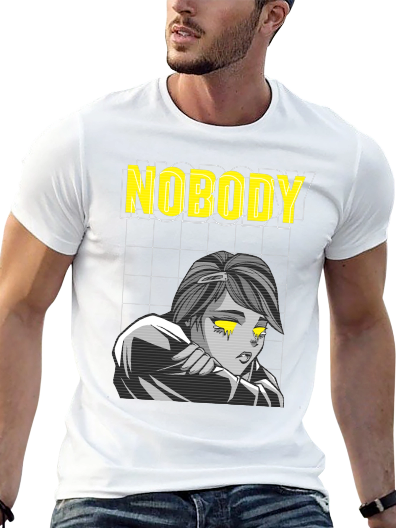 Nobody Anime Graphic T-Shirt Black