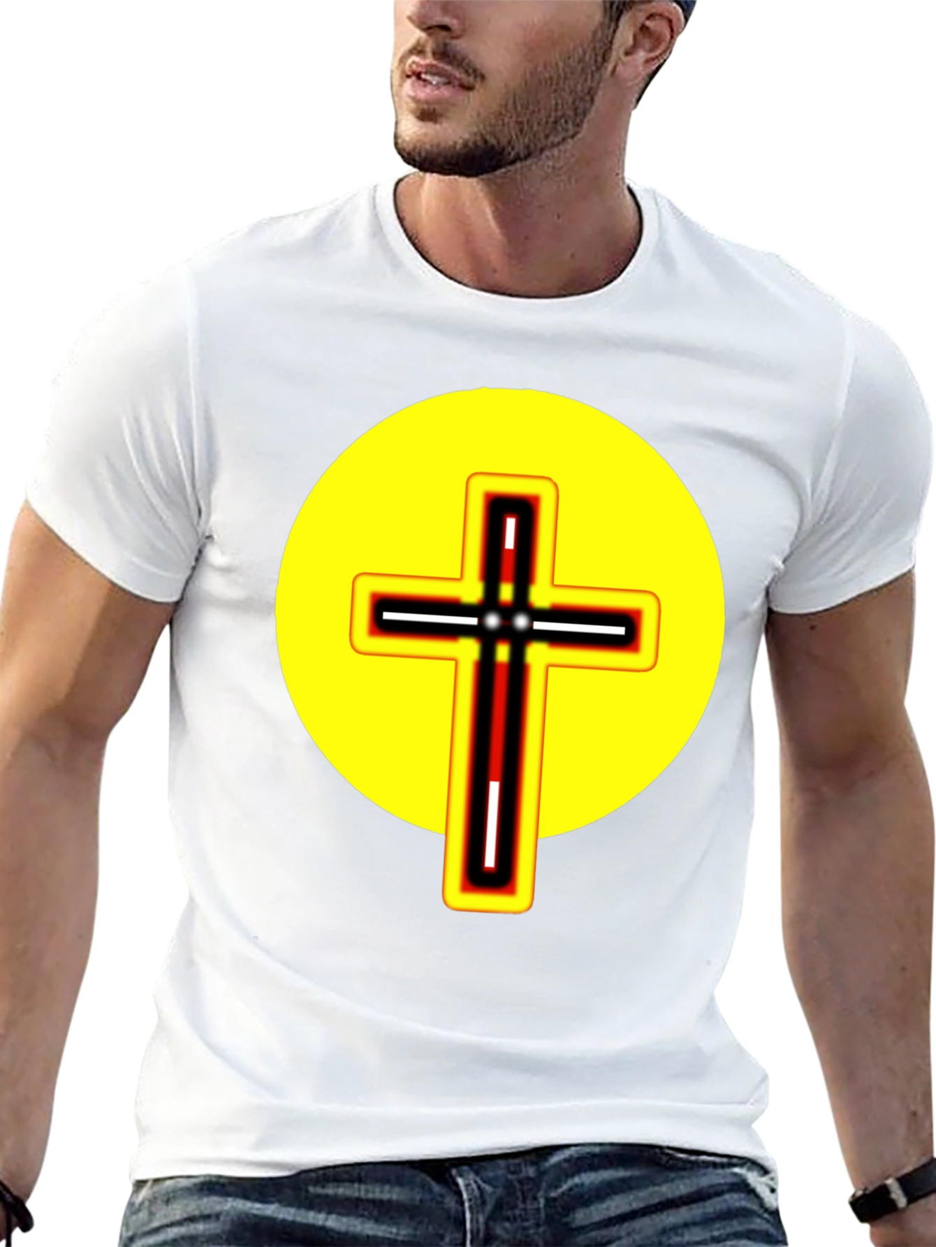 Black T-Shirt with Cross Graphic
