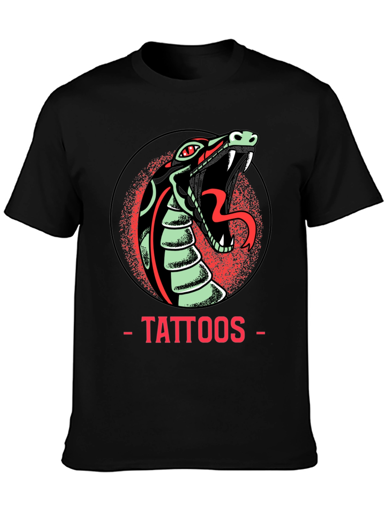 Snake Tattoo Graphic Tee - Edgy Mens Black T-Shirt