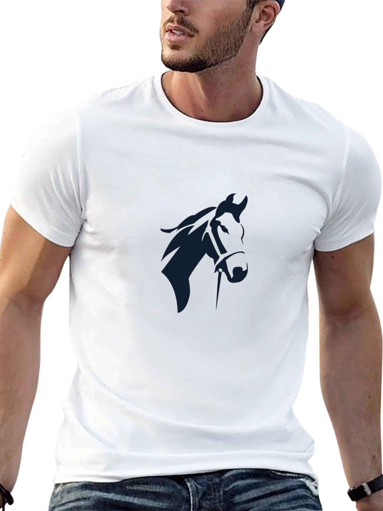 Black Horse Graphic Tee - Mens Casual Style
