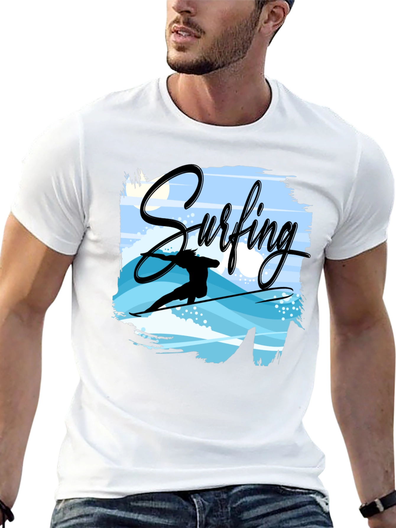 Surfing Graphic T-Shirt - Black