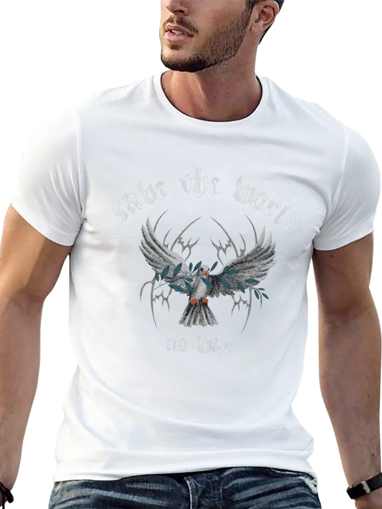 Save the World Dove Graphic Tee - Black