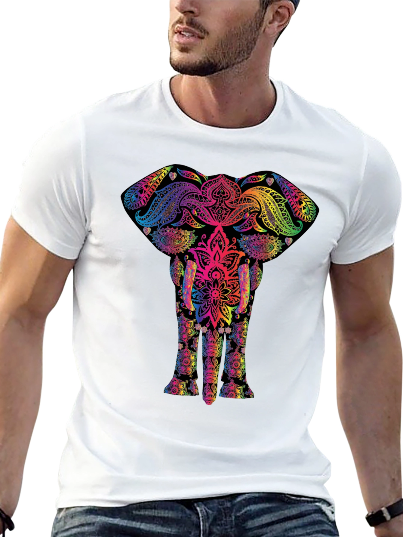 Vibrant Elephant Mandala Graphic Tee
