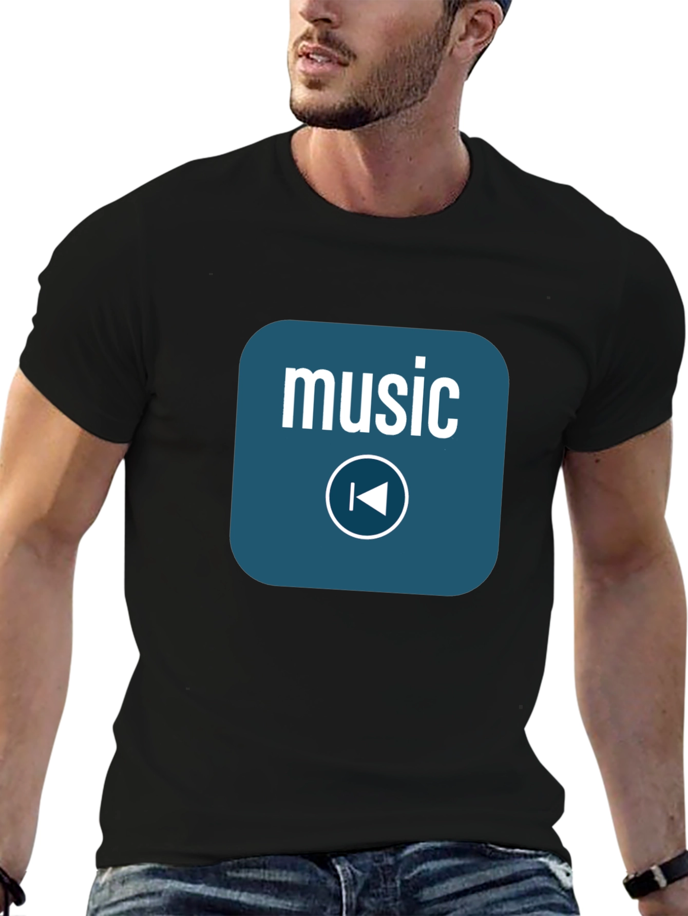 Music Player Black T-Shirt - Stylish Audio Design