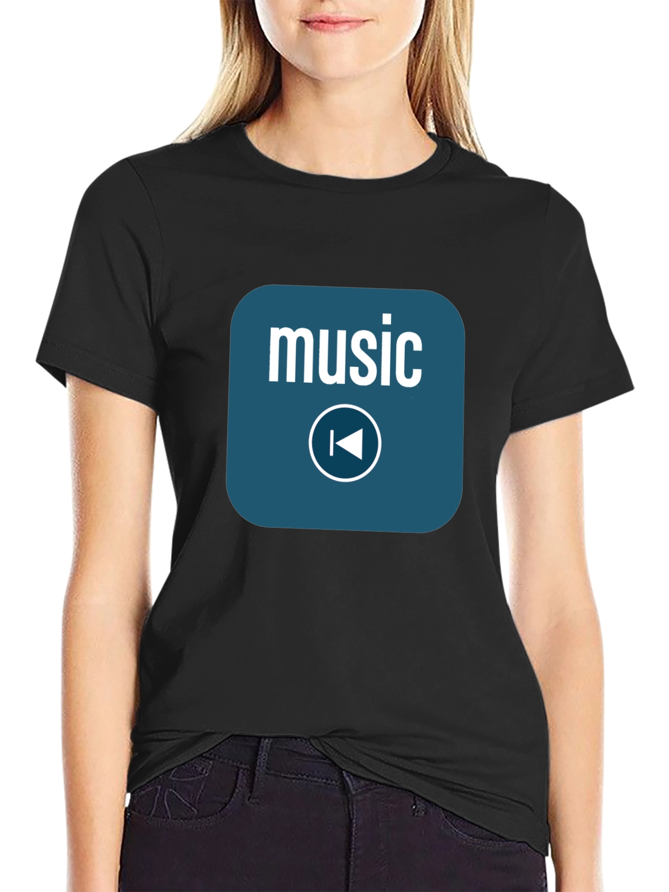 Music Player Black T-Shirt - Stylish Audio Design