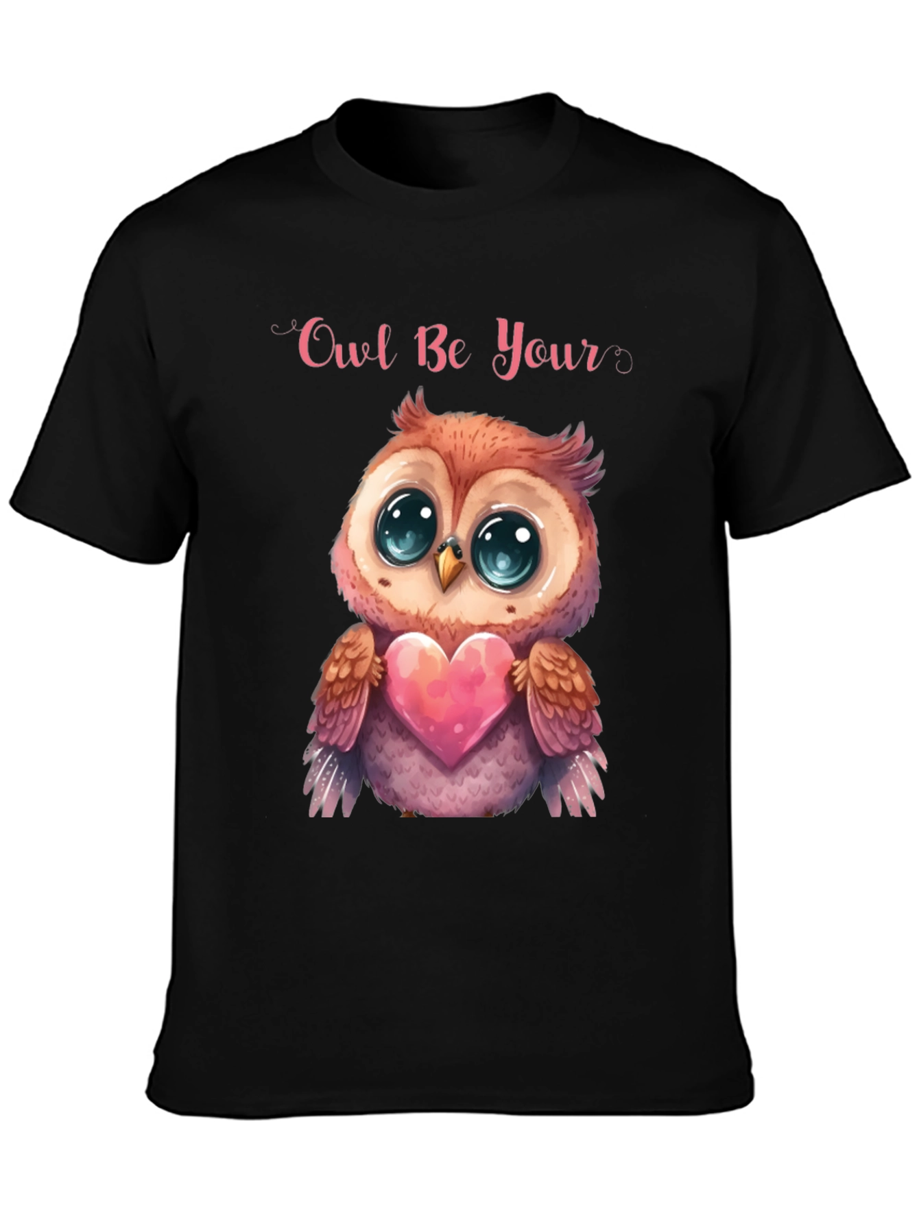 Owl Be Your Valentine Black T-Shirt