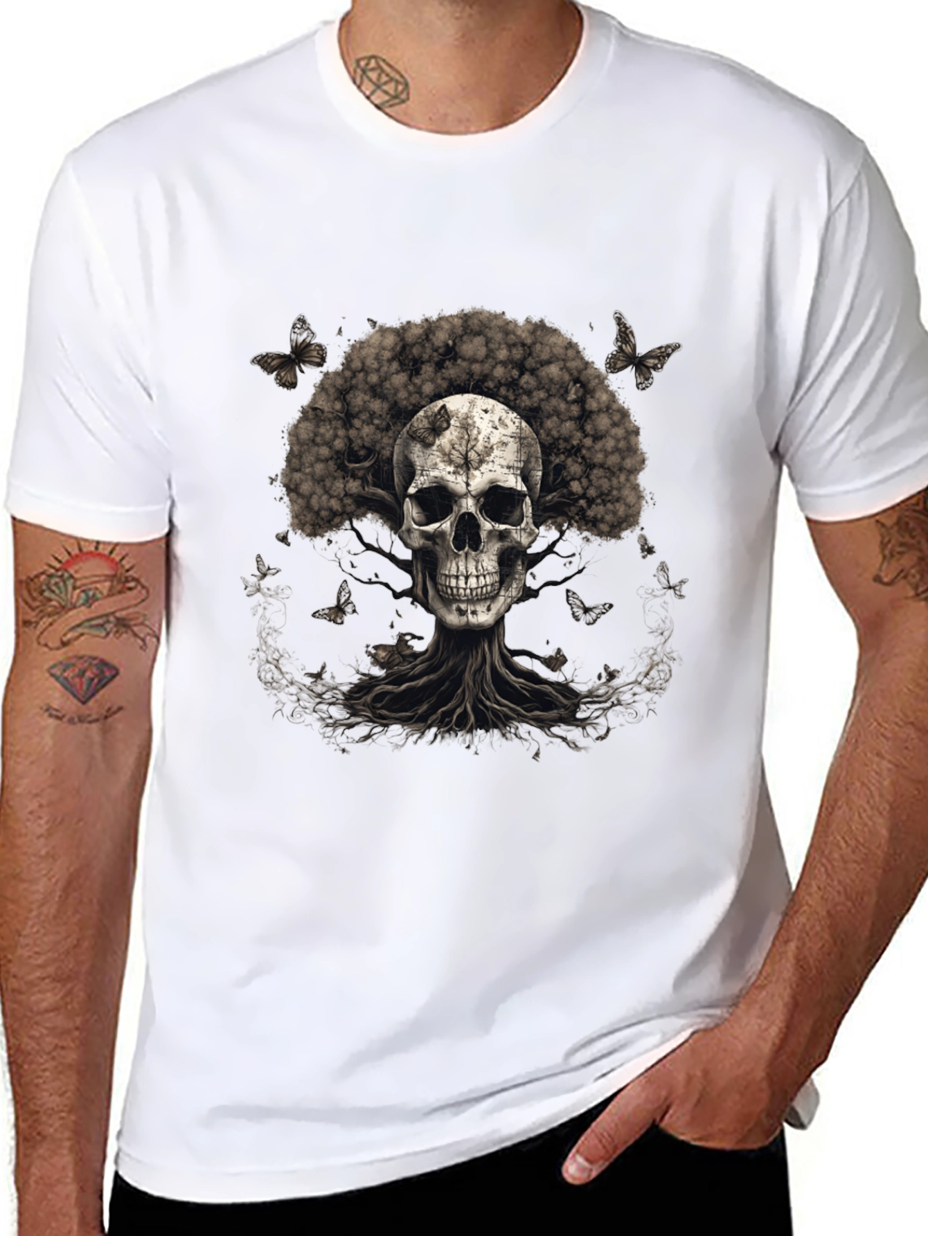 Skull & Tree Graphic Tee - Dark Aesthetic