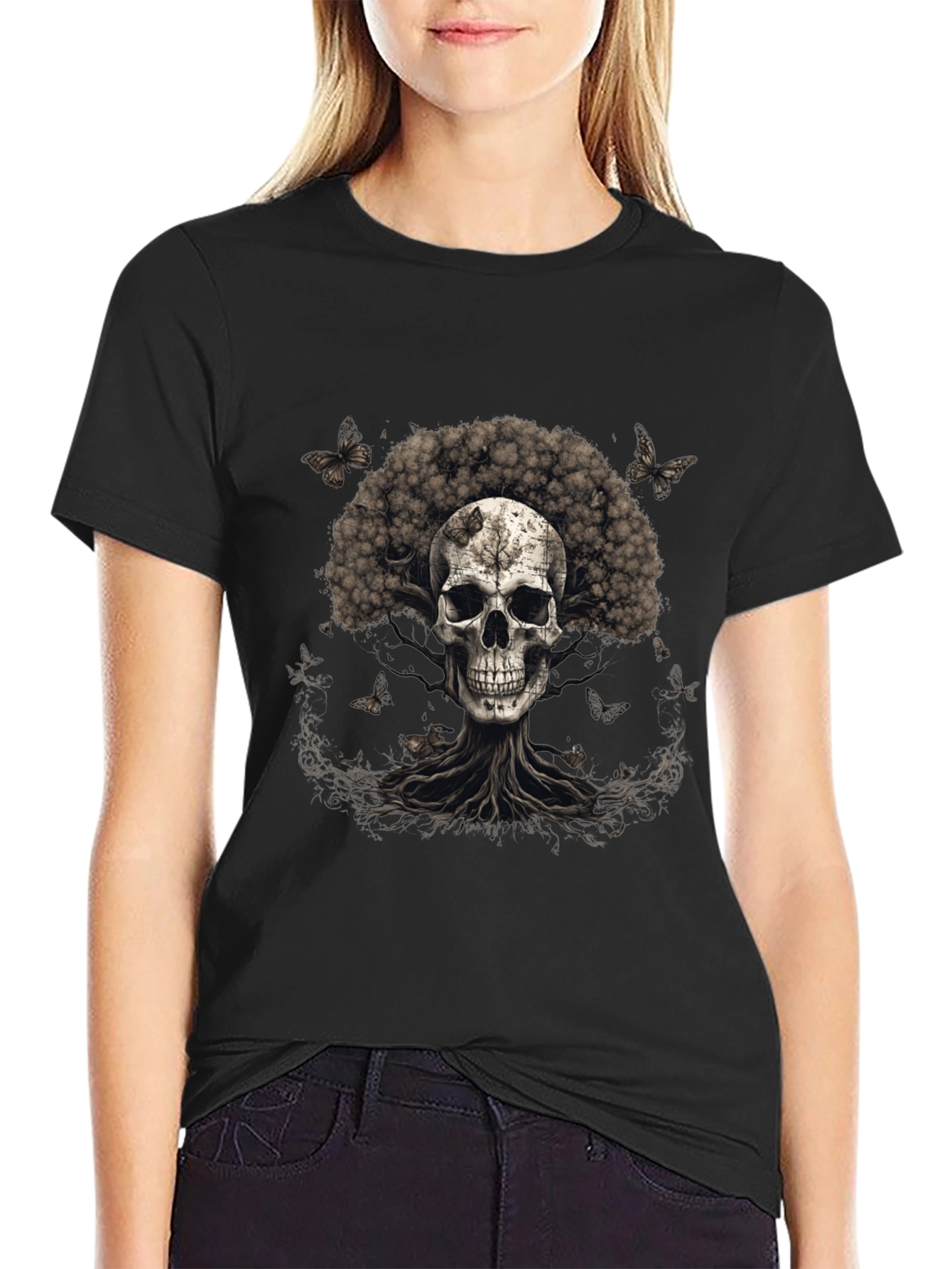 Skull & Tree Graphic Tee - Dark Aesthetic