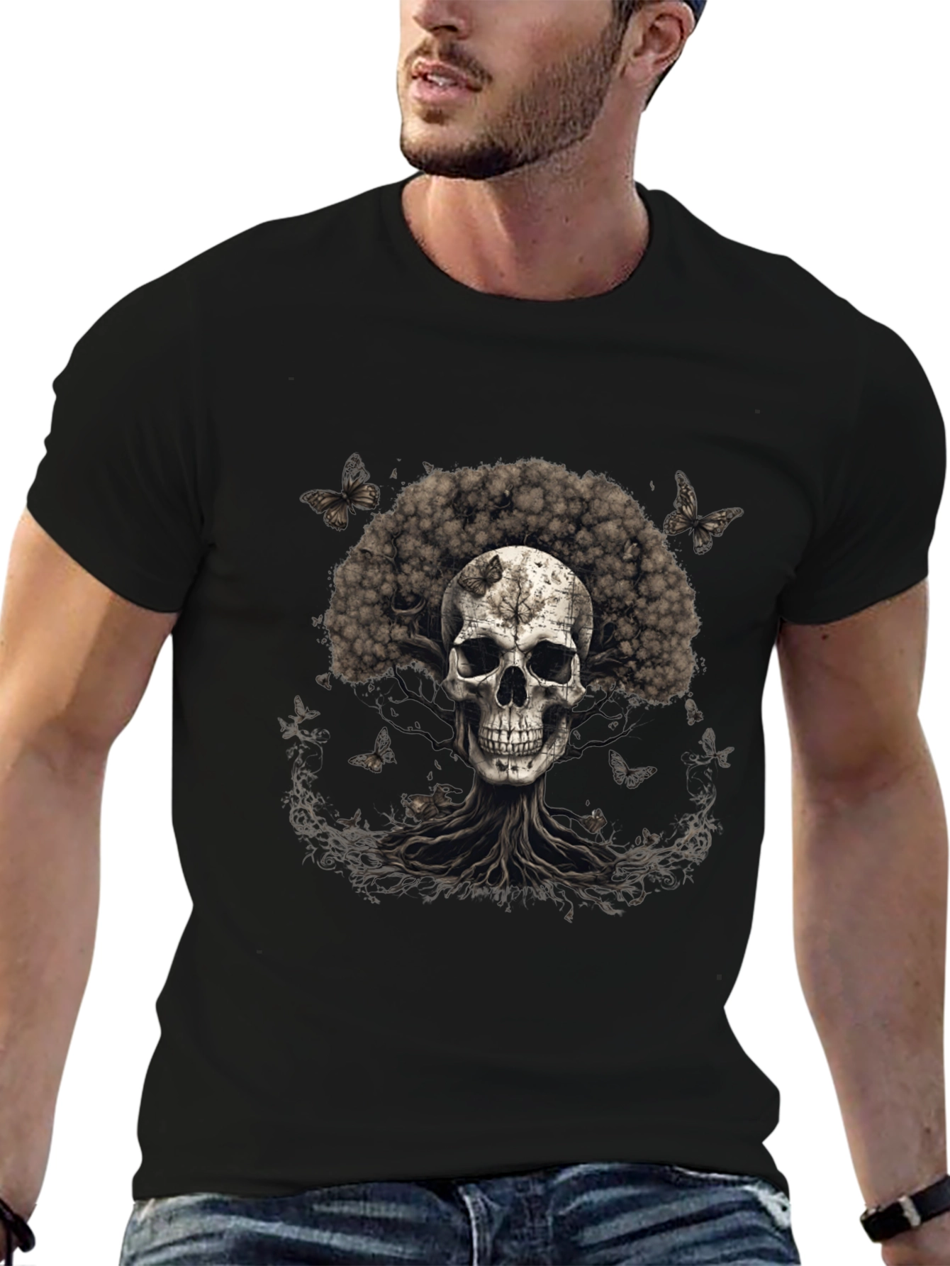Skull & Tree Graphic Tee - Dark Aesthetic