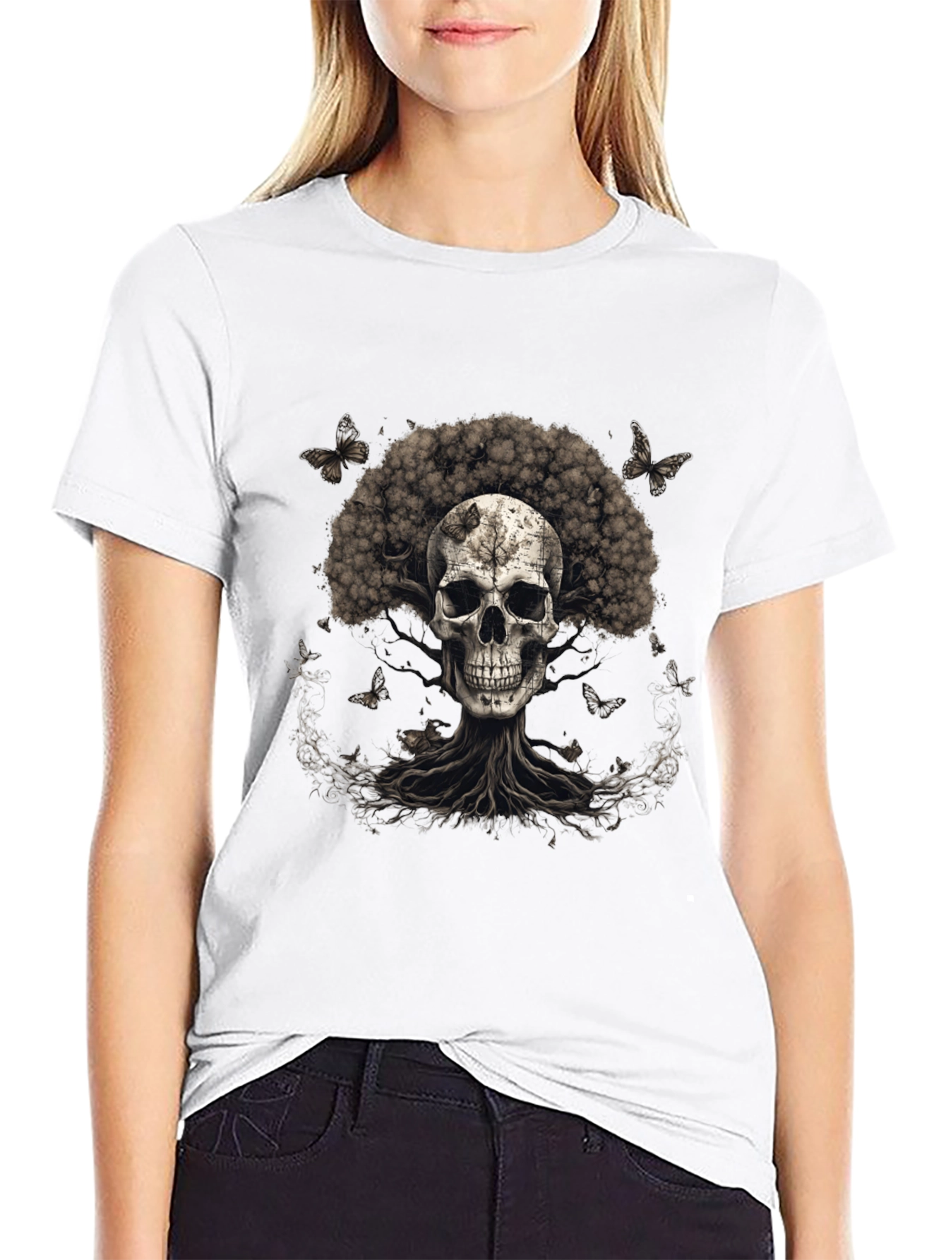Skull & Tree Graphic Tee - Dark Aesthetic