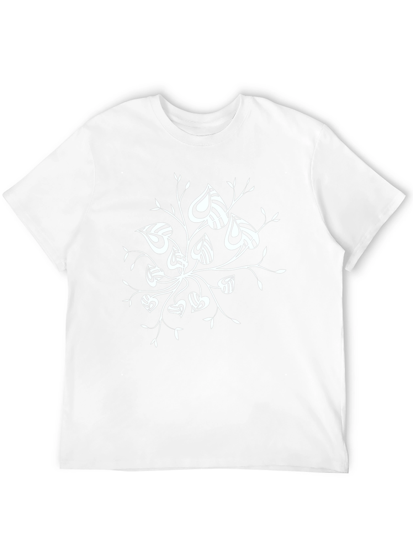 Stylish Black T-Shirt with Abstract Leaf Design