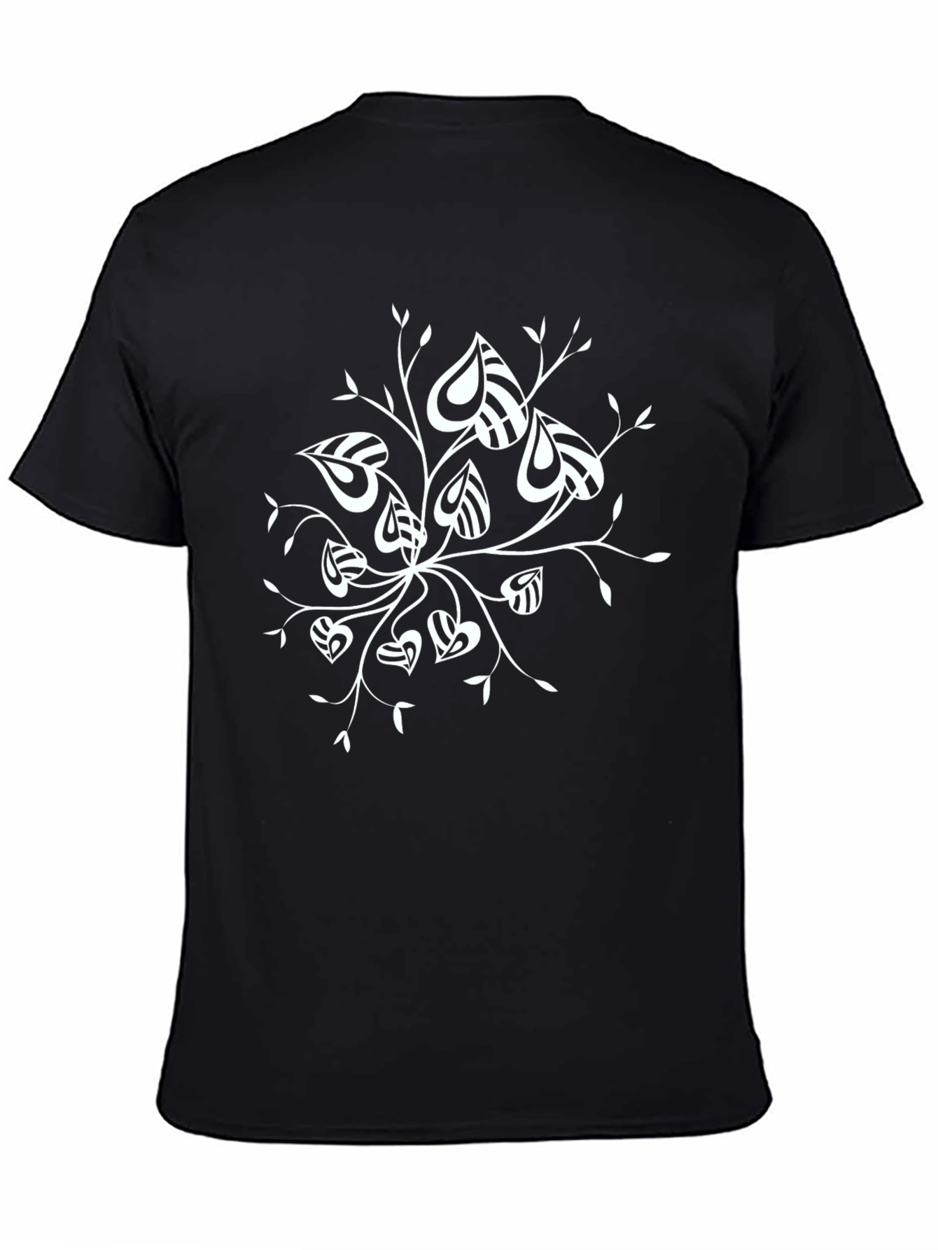 Stylish Black T-Shirt with Abstract Leaf Design