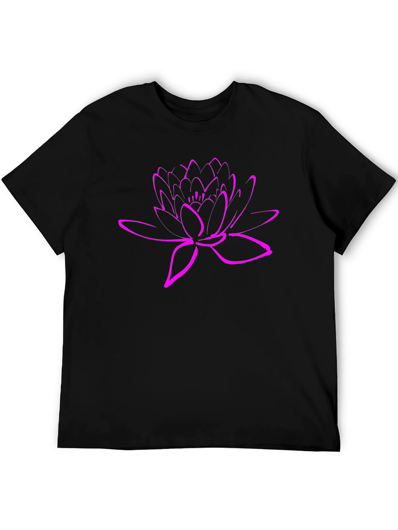 Lotus Flower Graphic Tee - Stylish Black T-Shirt
