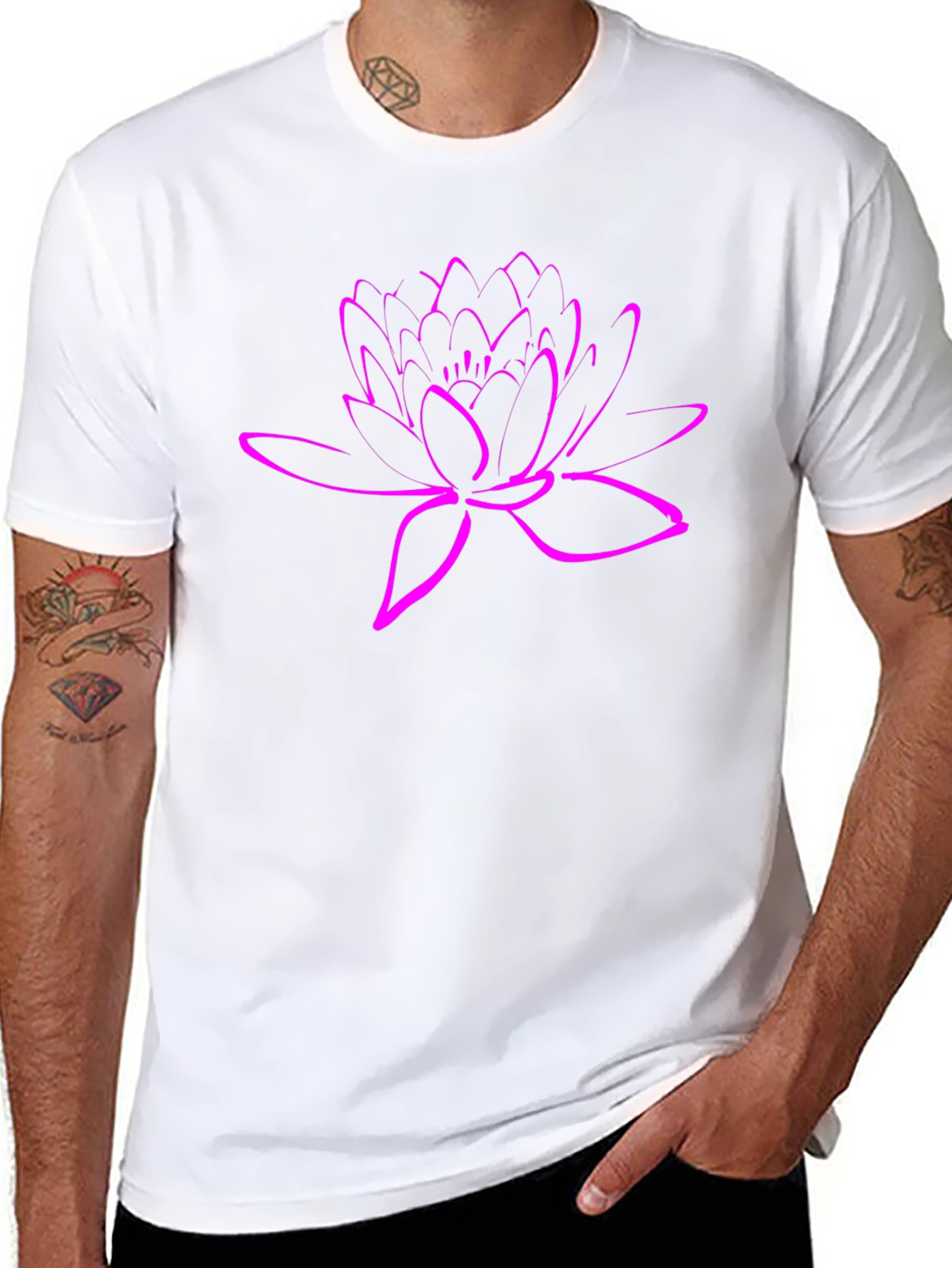 Lotus Flower Graphic Tee - Stylish Black T-Shirt