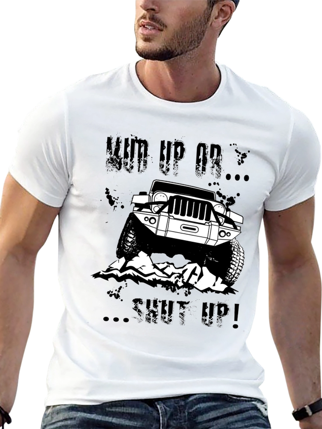 Mud Up Or Shut Up Black Graphic Tee