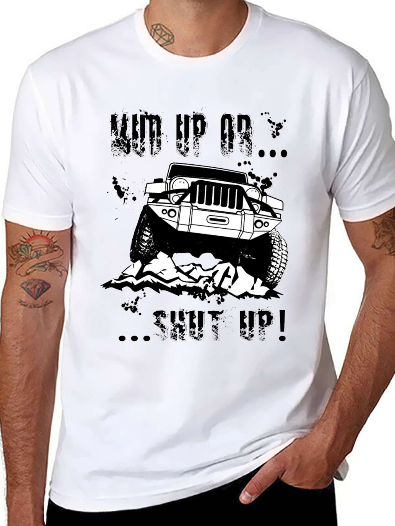 Mud Up Or Shut Up Black Graphic Tee