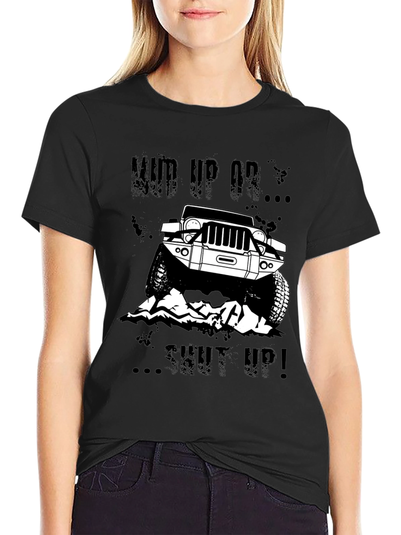 Mud Up Or Shut Up Black Graphic Tee