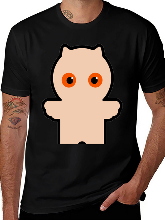 Funky Black Tee with Cartoon Owl Design