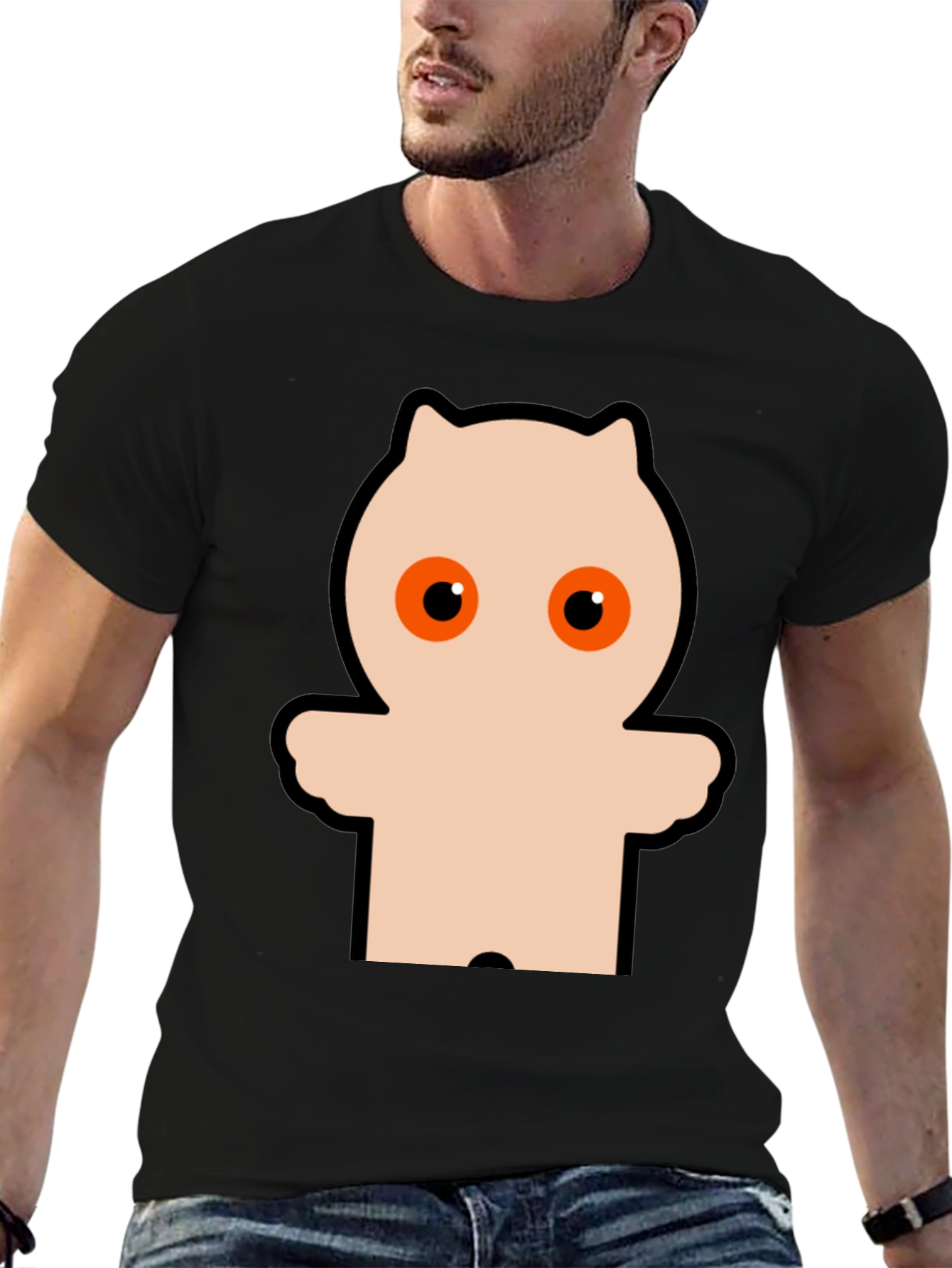 Funky Black Tee with Cartoon Owl Design