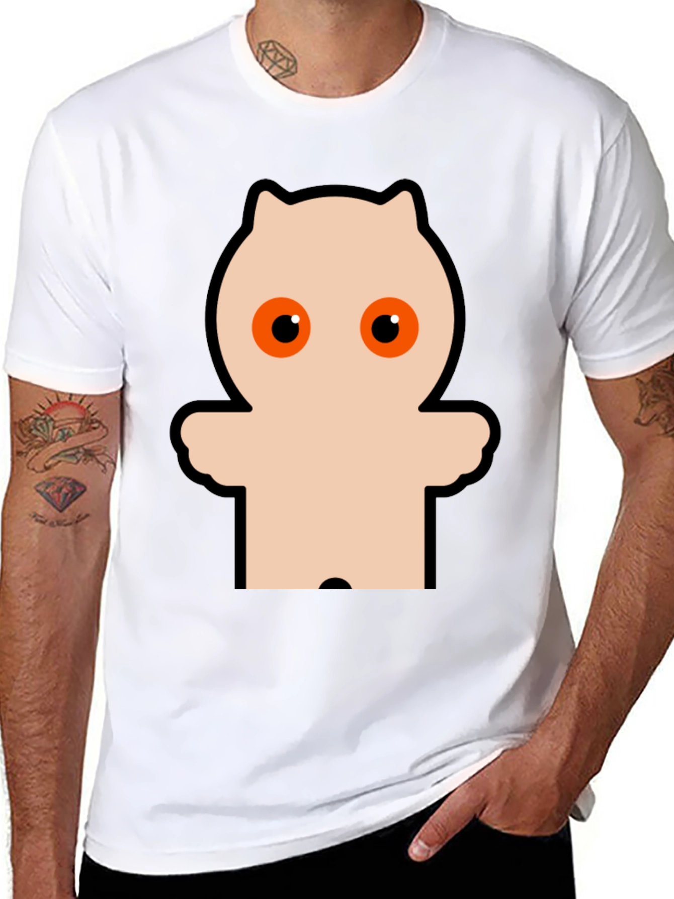 Funky Black Tee with Cartoon Owl Design
