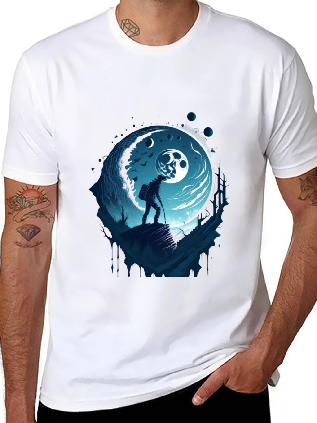 Moonlit Hiker Graphic Tee - Adventure Awaits
